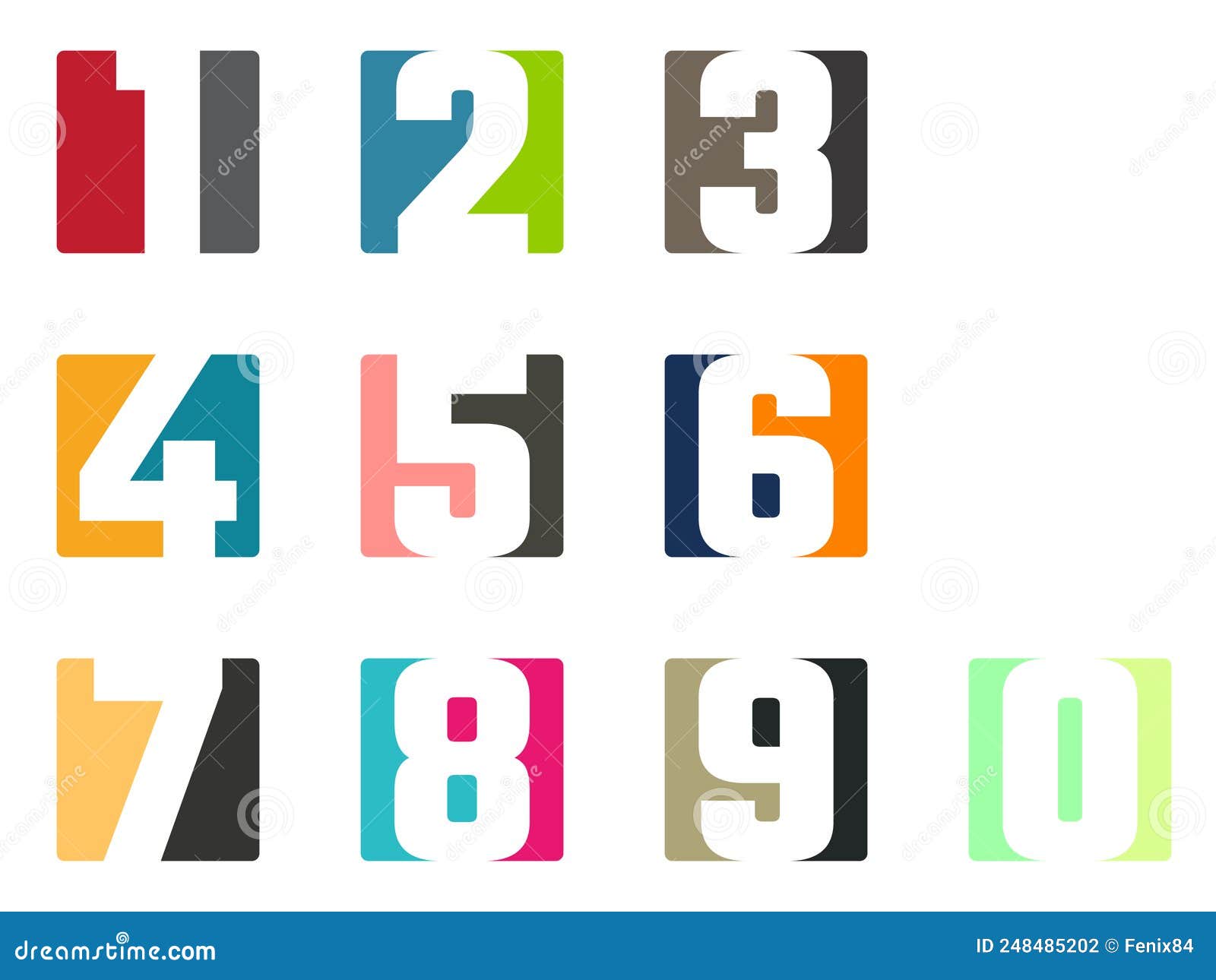 Logo Numbers. Set Of Vector Symbols For Numeric Logotypes: 1, 2, 3, 4 ...