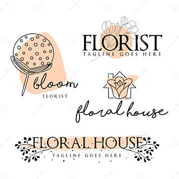 Logo Set for Flower Shop or Florist Stock Vector - Illustration of idea ...