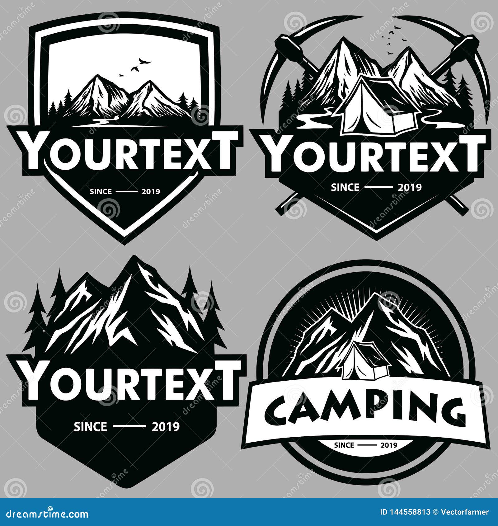 logo set for mountain adventure , camping, climbing expedition. vintage  logo and labels, icon template  