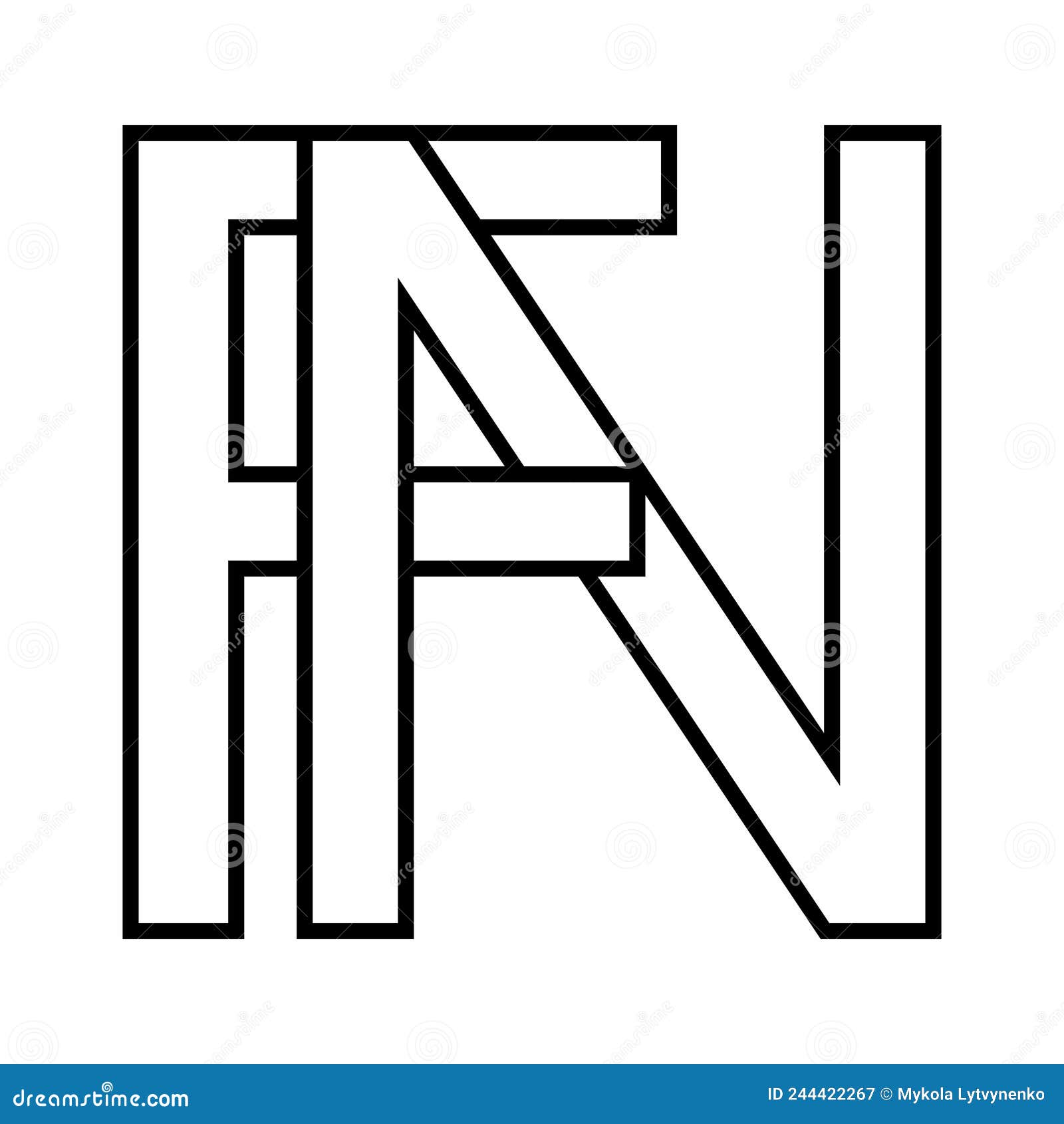 logo sign, fn nf icon, nft fn interlaced letters f n