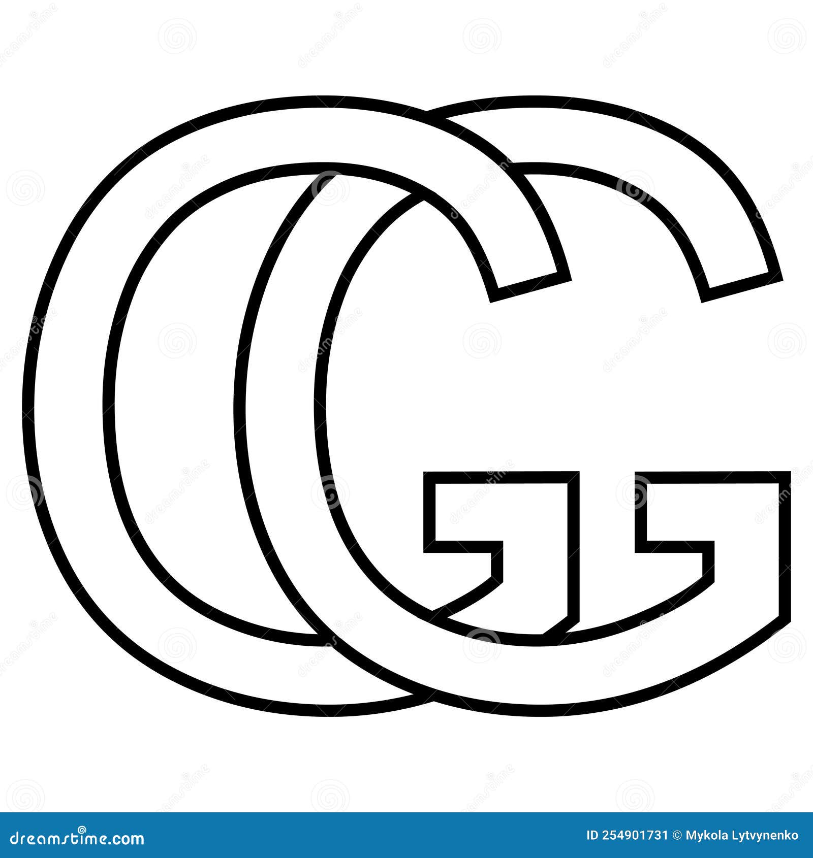 Logo Sign Gg Double G Icon Nft Interlaced Letters G Stock Vector