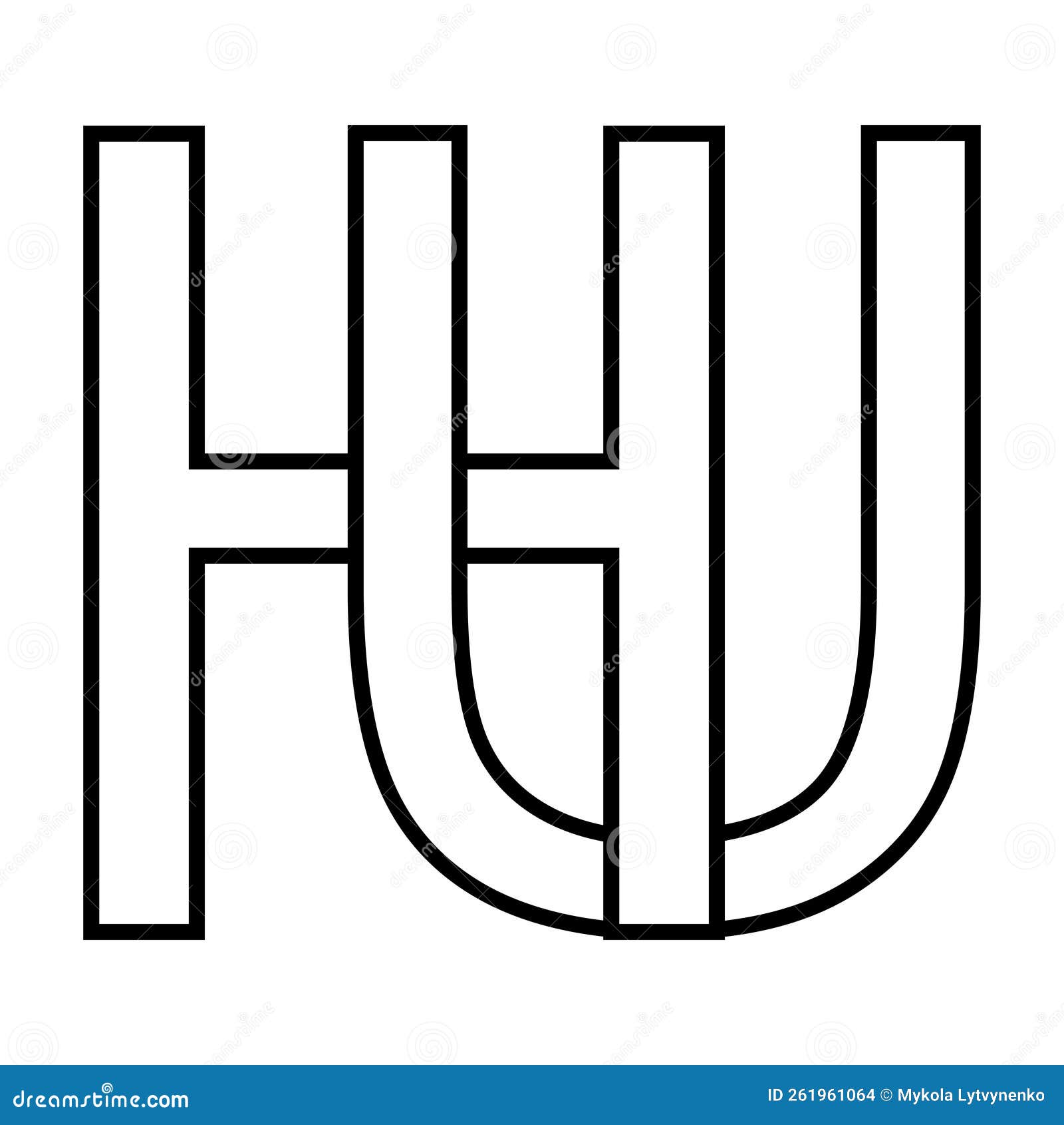 logo sign hu uh icon, nft interlaced letters u h
