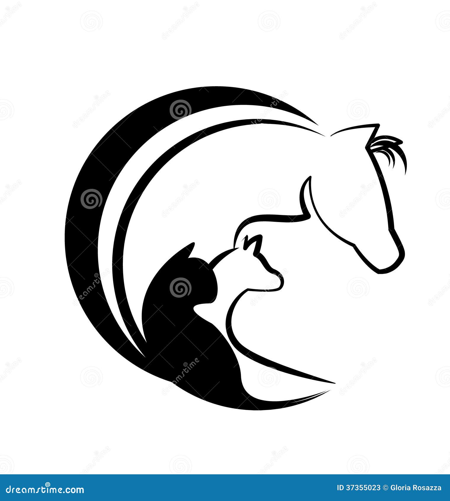 Logo Stylise De Chat Et De Chien De Cheval Illustration De Vecteur Illustration Du Ferme Main