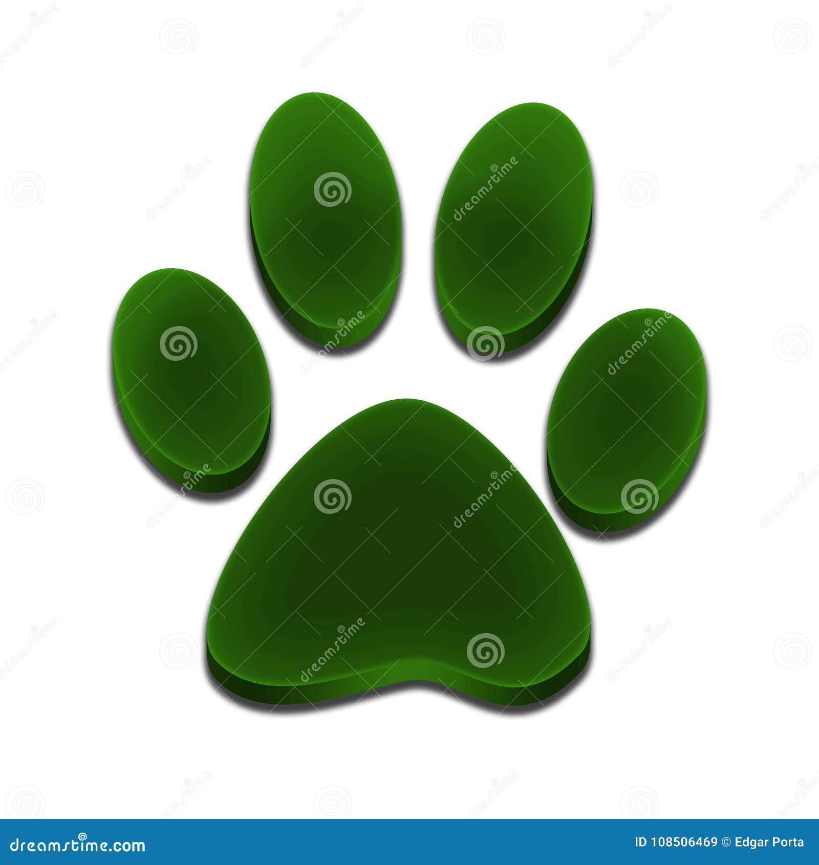 Logo Footprint Of Dog 3d Green Color Stock Illustration