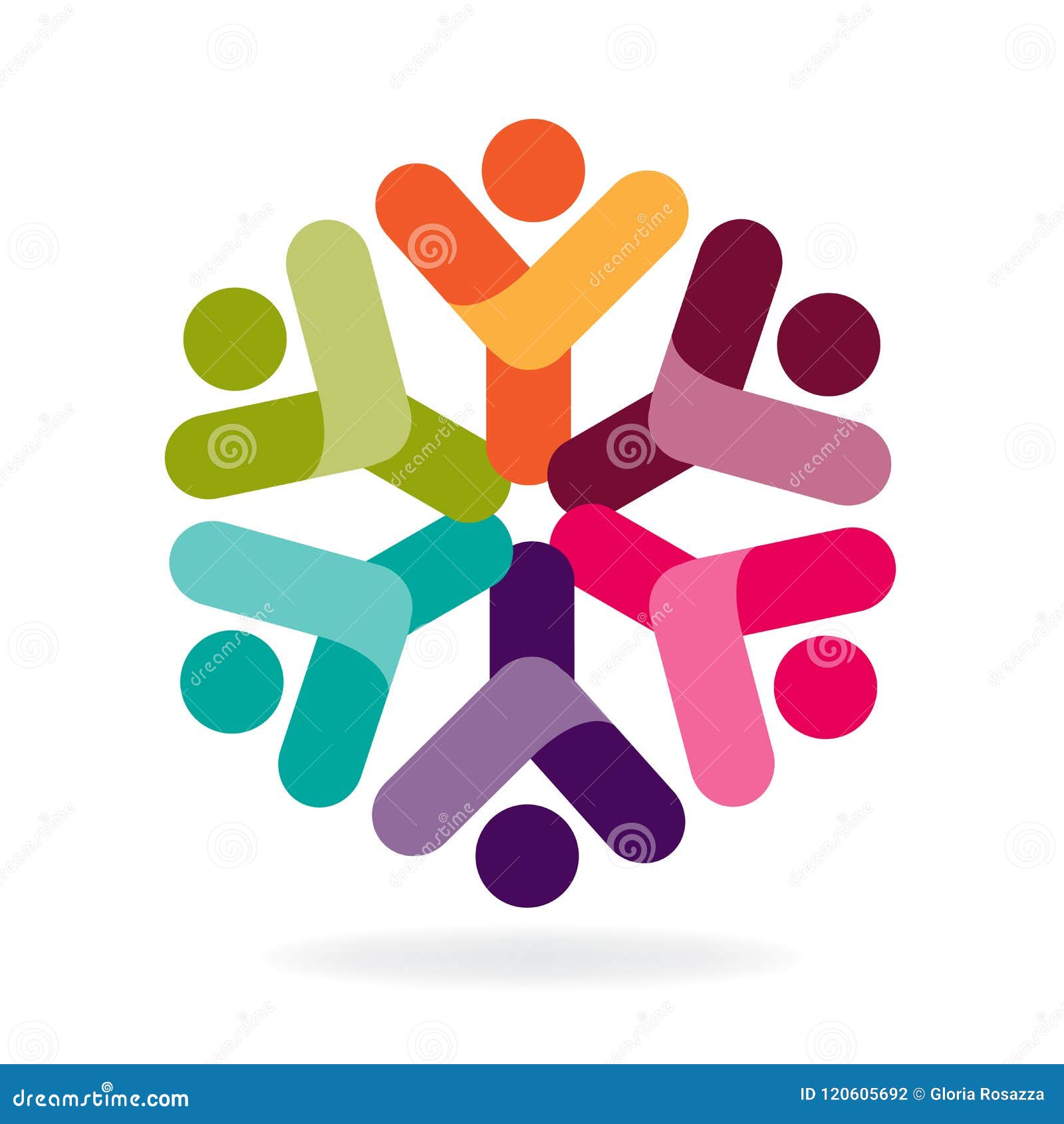logo teamwork happy partners friendship unity business colorful people hands up icon