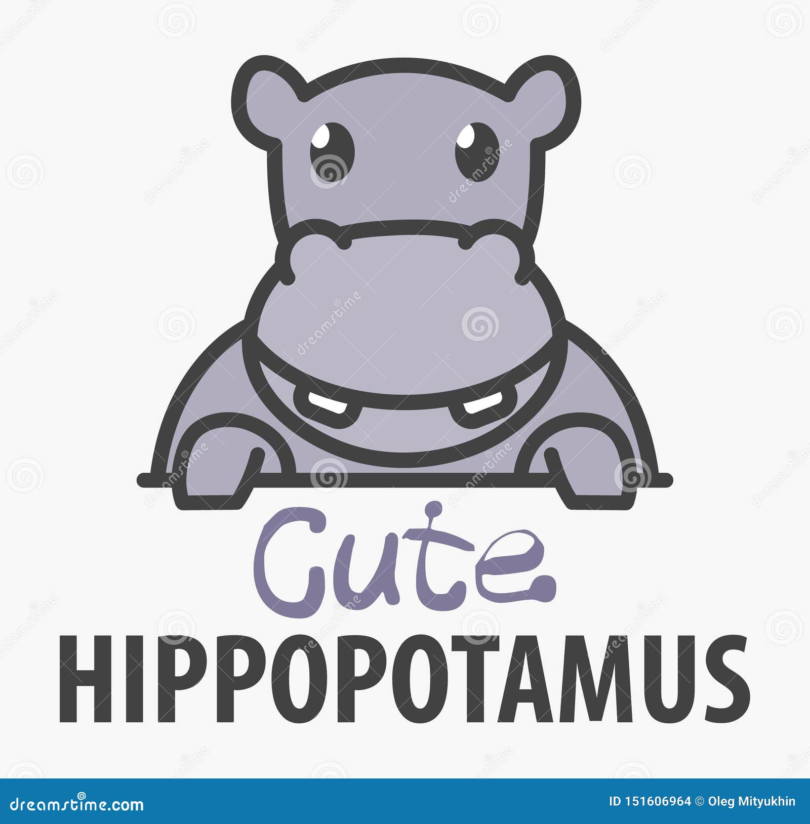 logo template with cute hippopotamus.  logo  template for zoo, veterinary clinics. cartoon african animal logo