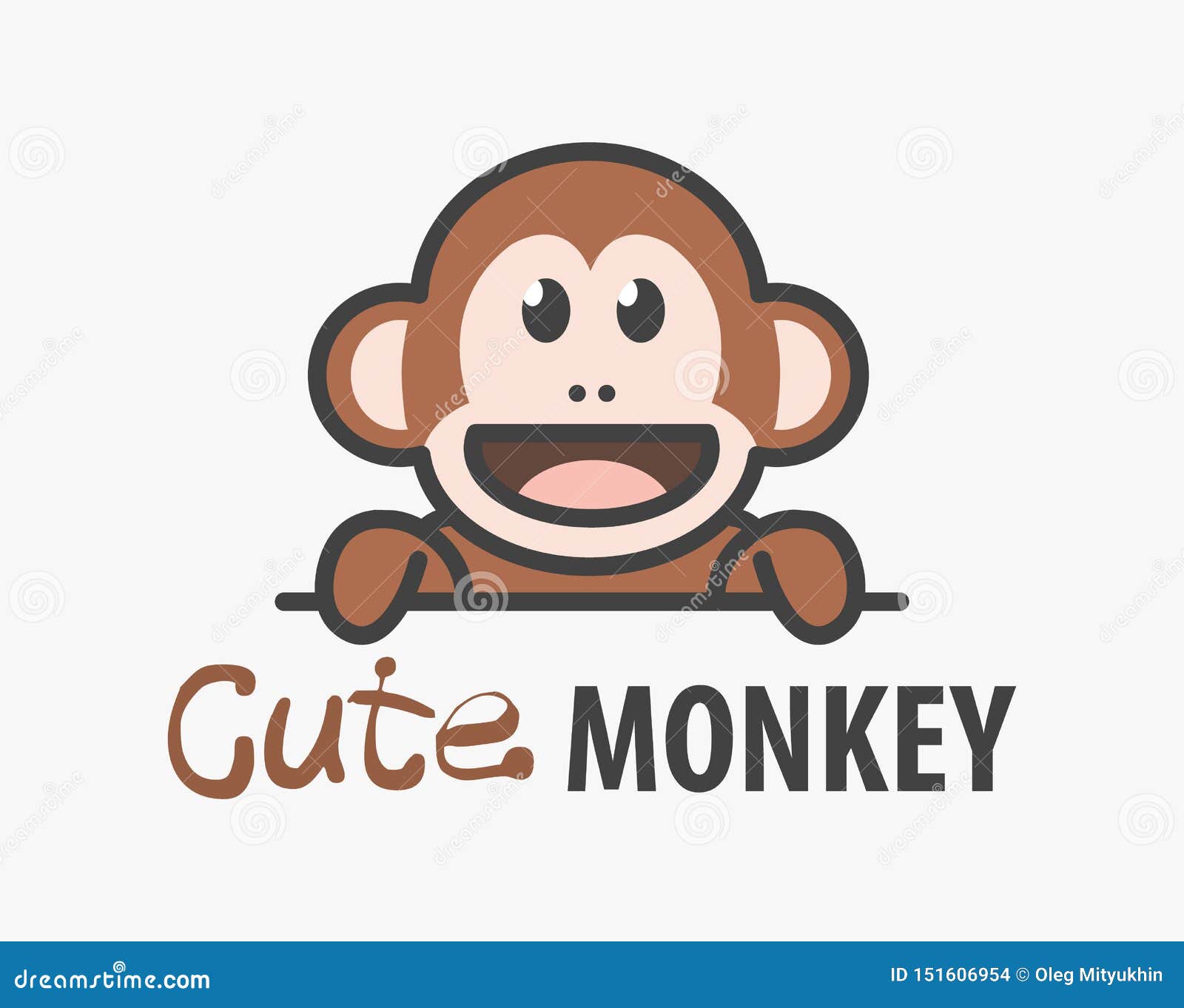 logo template with cute monkey.  logo  ape template for zoo, veterinary clinics. cartoon african animal logo