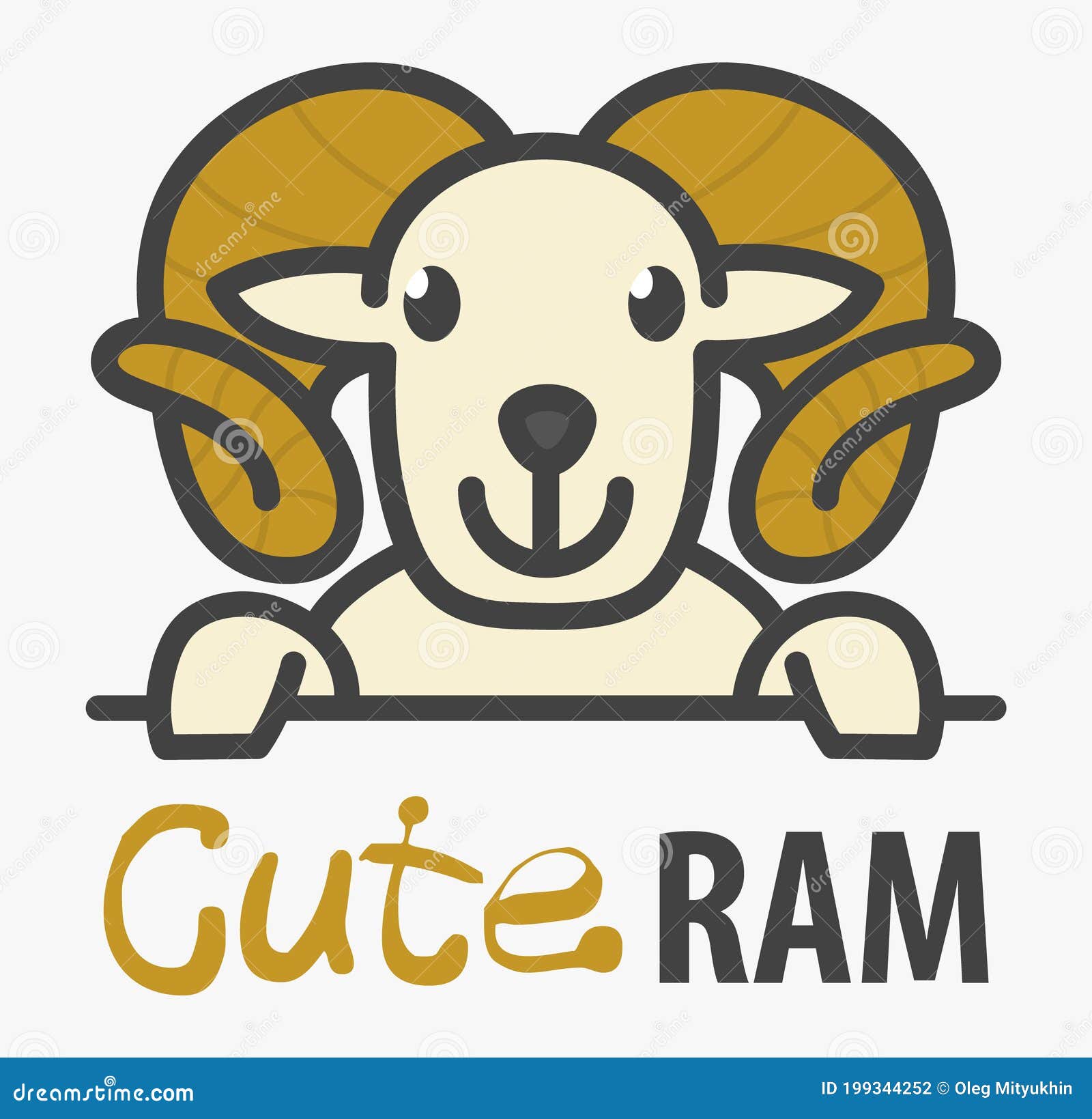 Logo Template with Cute Ram. Funny Farm Animal Icon Stock Vector -  Illustration of funny, brand: 199344252