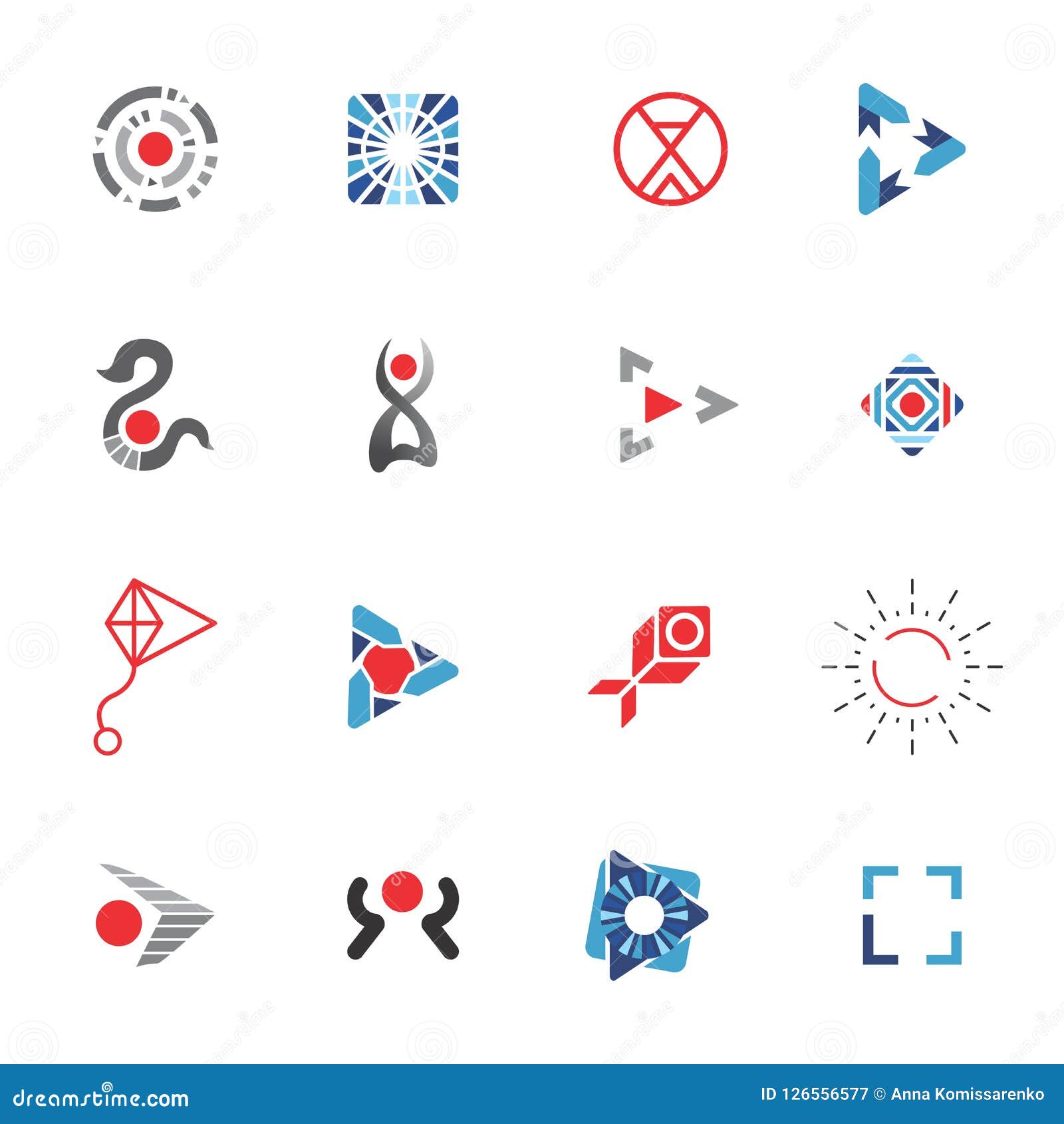 Logo Template Vector Red and Blue Icons Set Stock Vector Illustration
