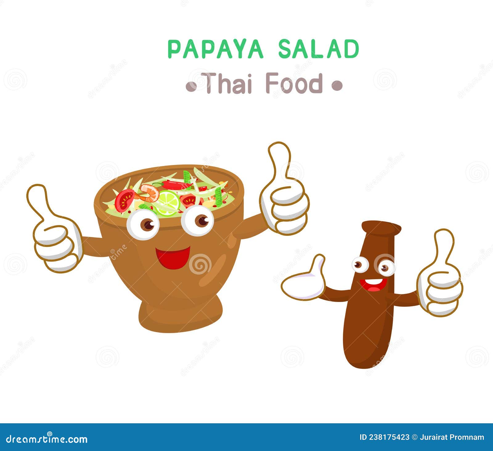 Logo Thai Food Papaya Salad Vector on Background. Stock Vector