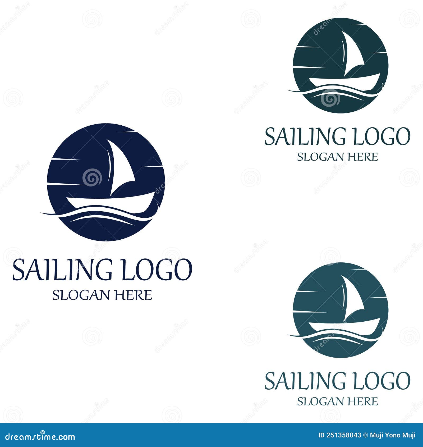Logo Voor Zeilboot of Zeilboot Met Golven Golven. Het Gebruiken Van Het ...