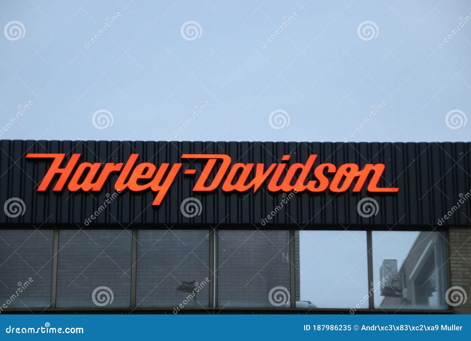 Logo On The Wall From The Motorcycle Brand Harley Davidson ...