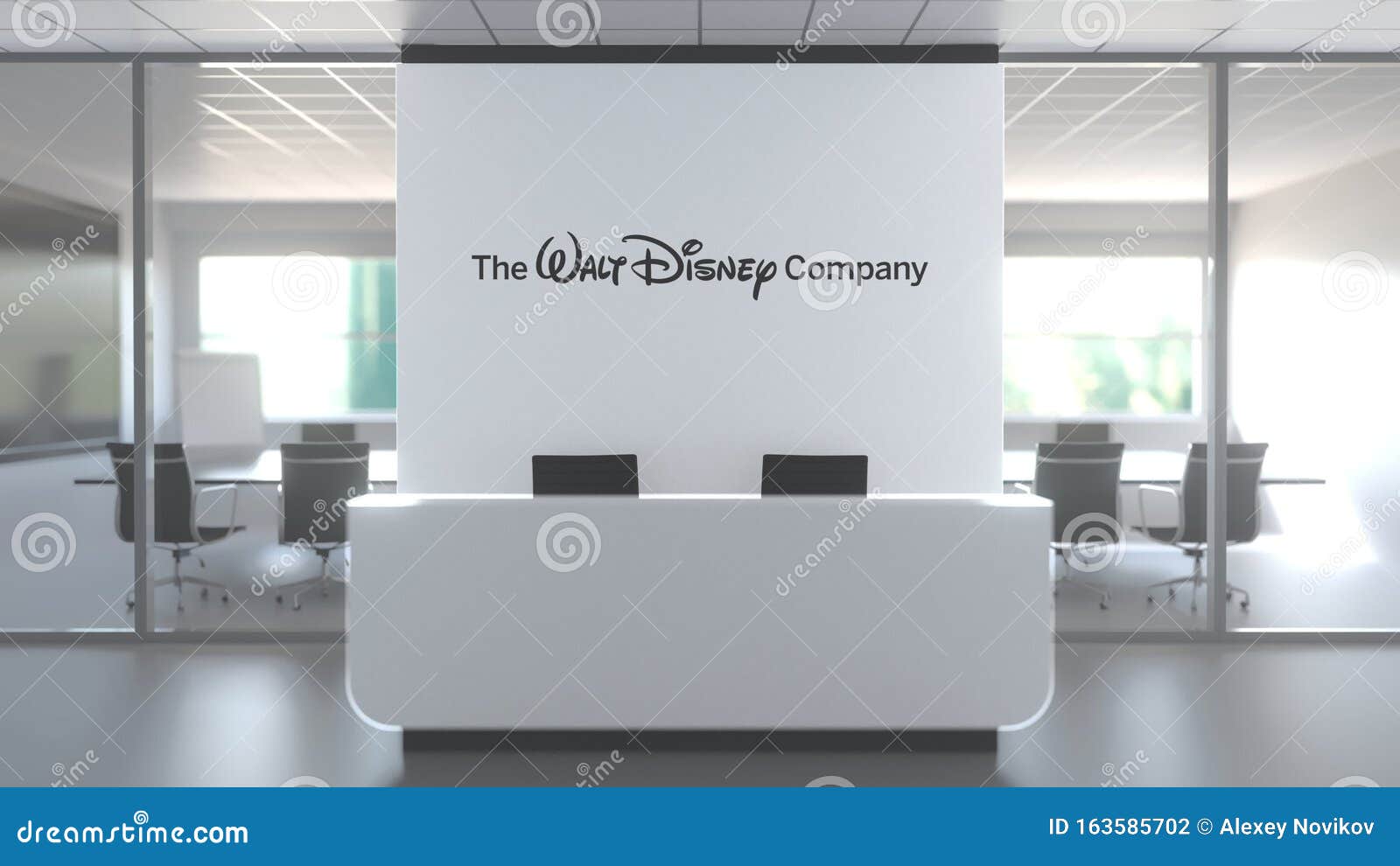 Logo of the WALT DISNEY COMPANY on a Wall in the Modern Office