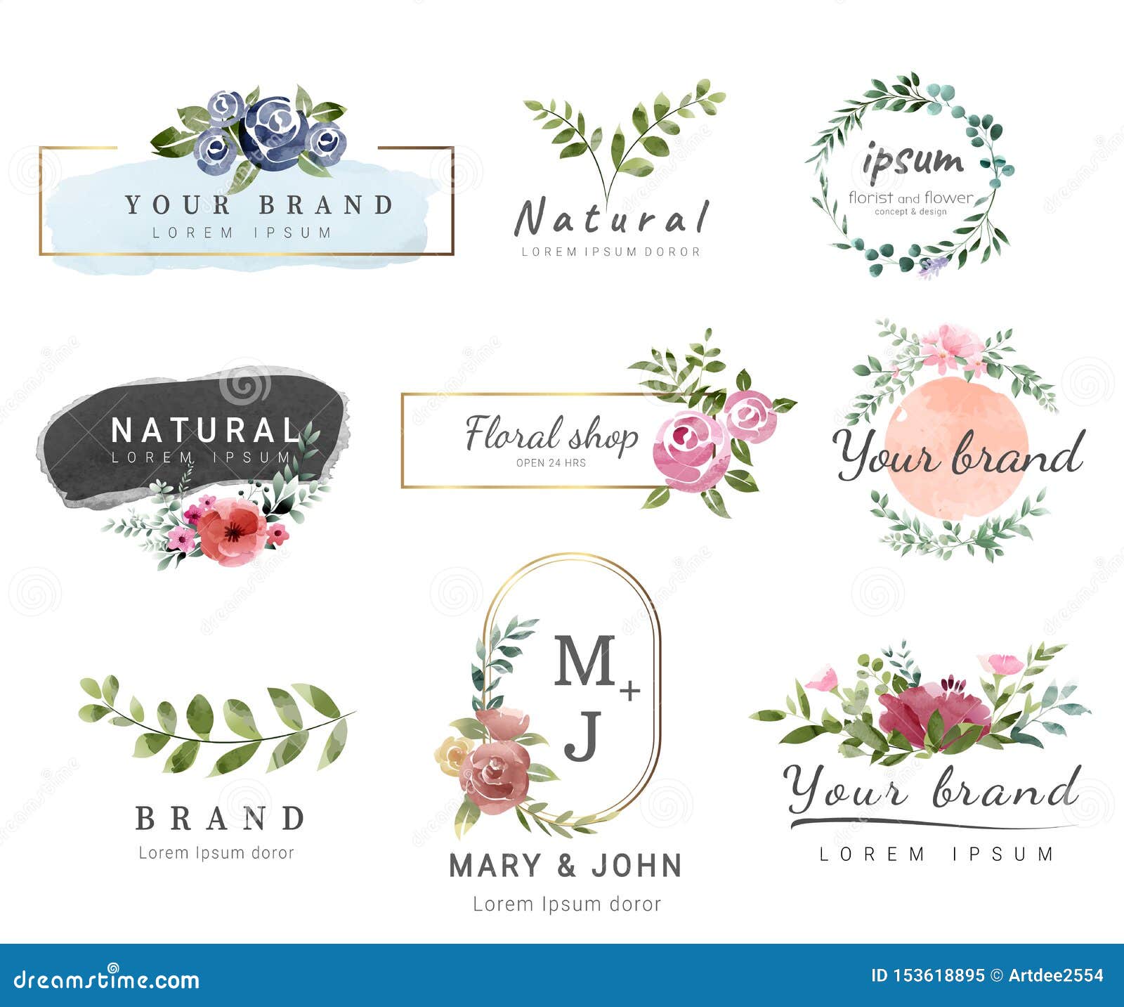 Logo Watercolor Background Banner Stock Vector - Illustration of ornament,  black: 153618895