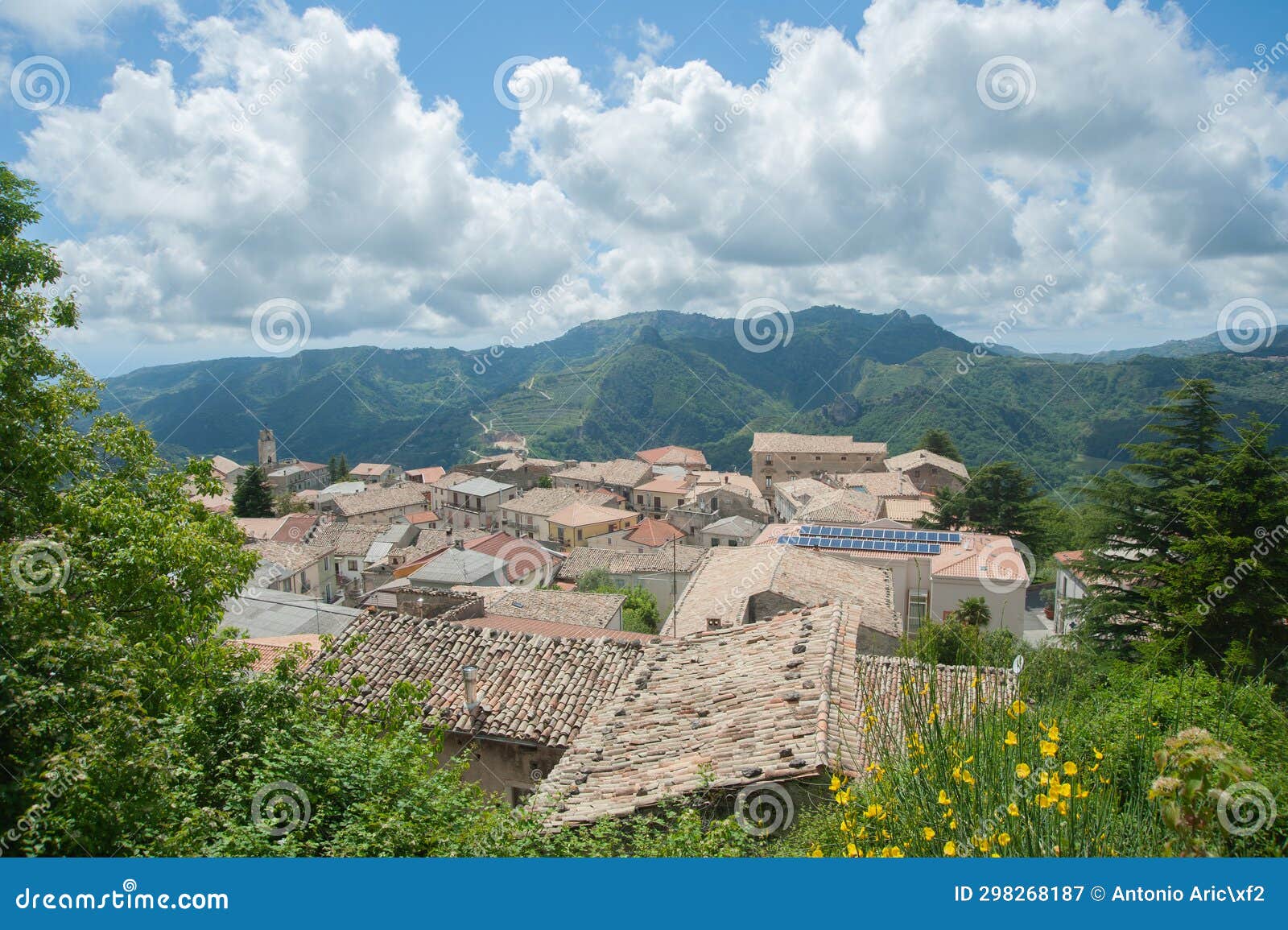 panoramic view of the village of aiello calabro