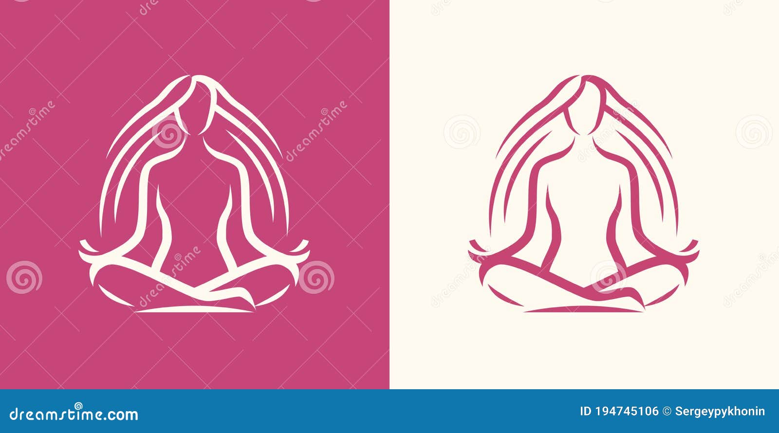 Design Do Logotipo Yoga. Meditação Humana No ícone Da Flor De