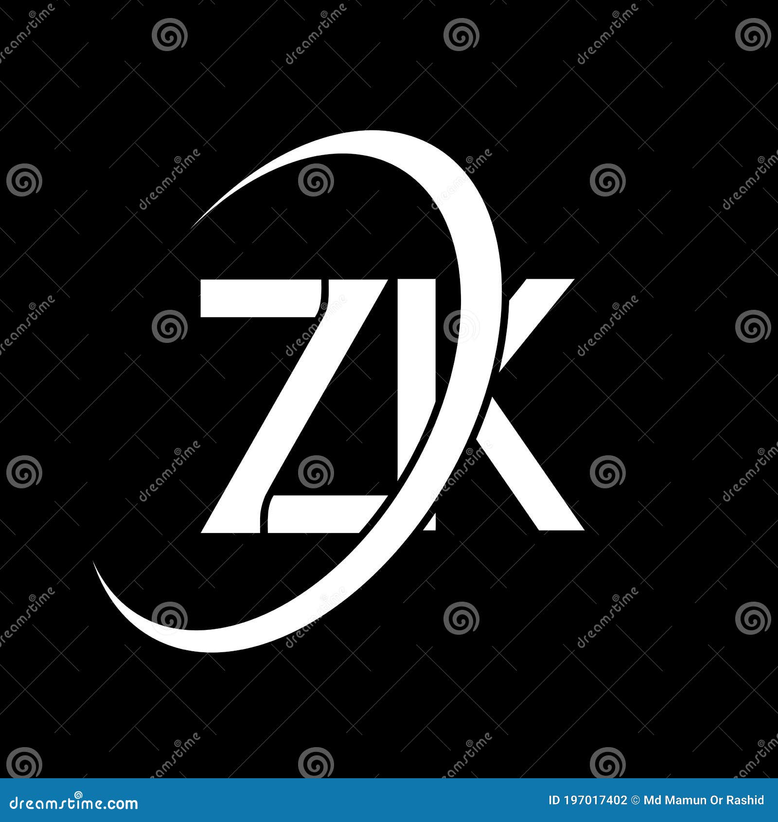 Logo Zk Z K Design Lettera Zk Bianca Progettazione Del Logo Della