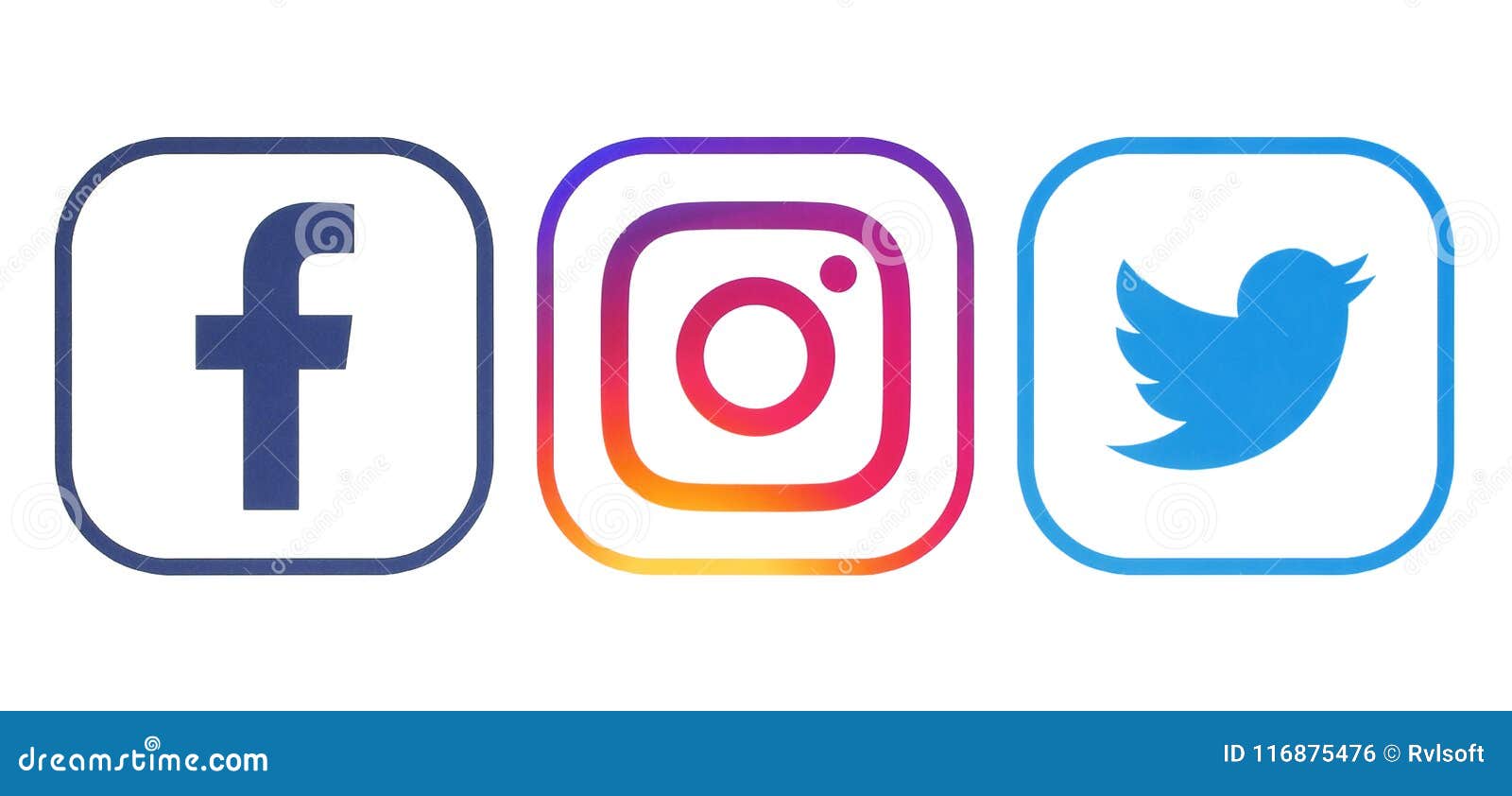 Logos De Facebook, De Twitter Et D'Instagram Photo éditorial - Image of