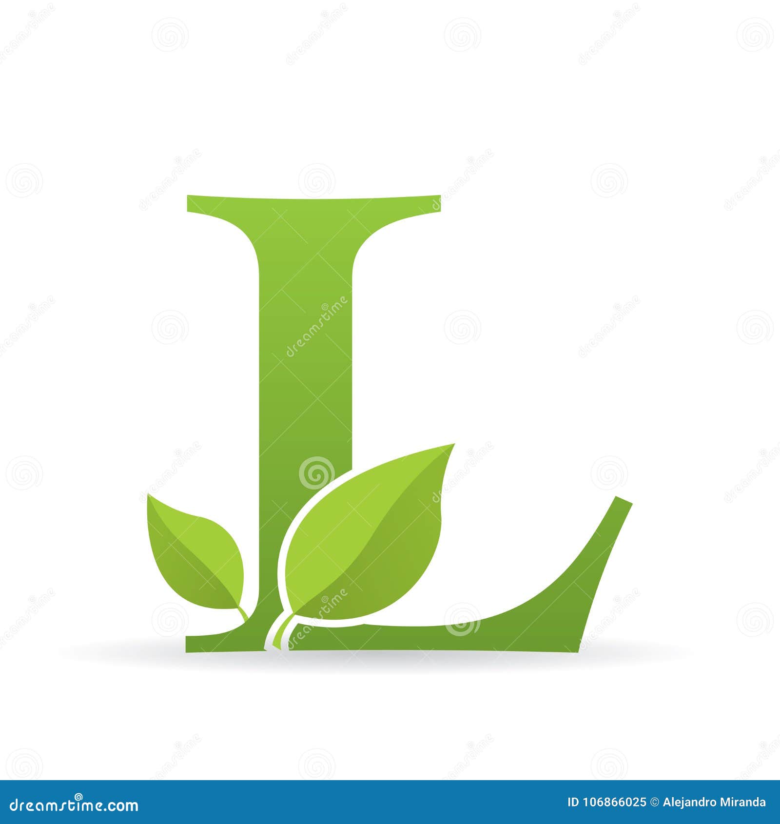 Logotipo Con La Letra L Del Color Verde Adornada Con Verde