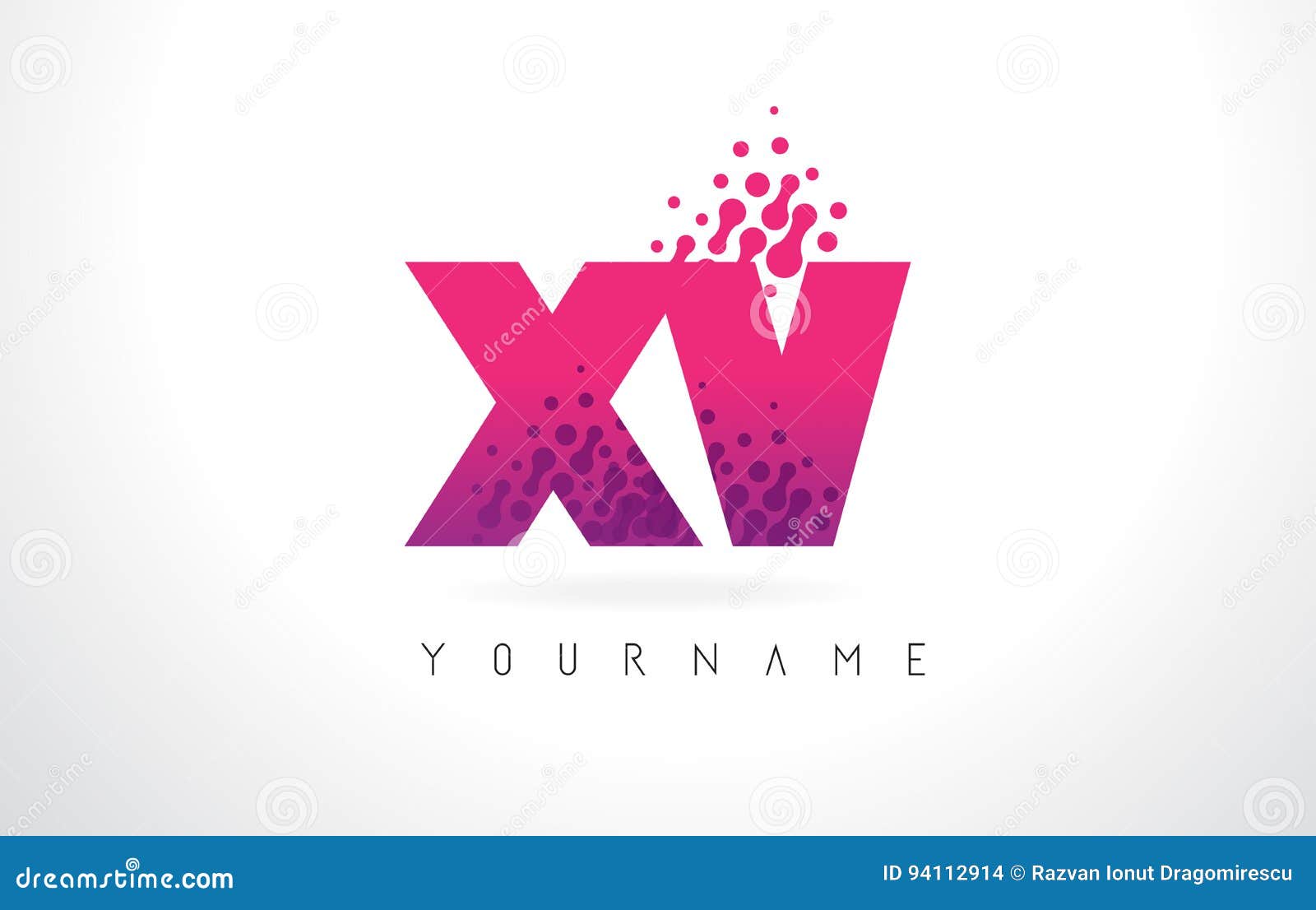 Logotipo Da Letra Xv X V Com Cor E Particulas Roxas Cor De Rosa Dots Des Ilustracao Do Vetor Ilustracao De Sinal Azul