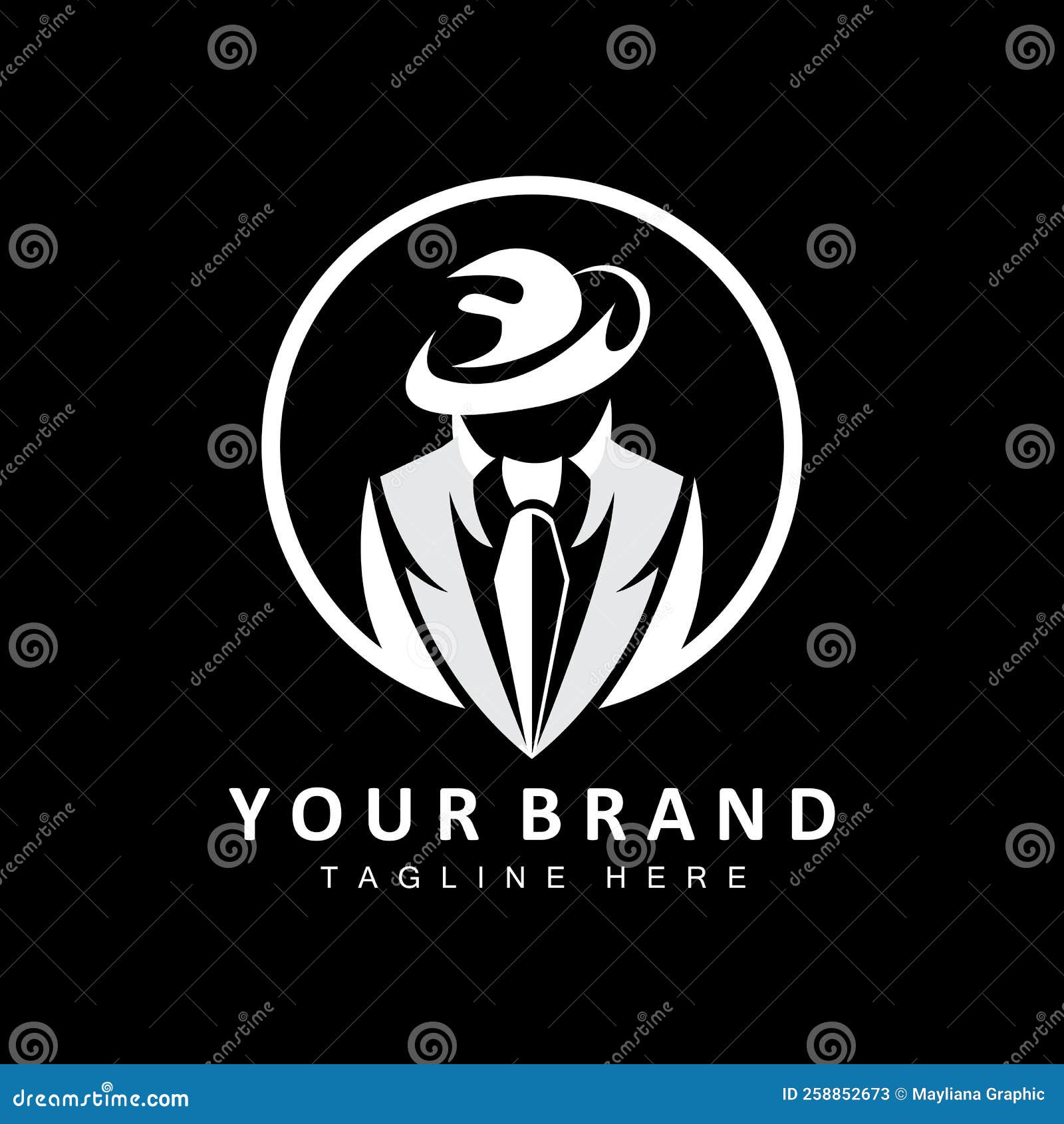 Logotipo de terno de empregada e design vetorial de símbolo v3