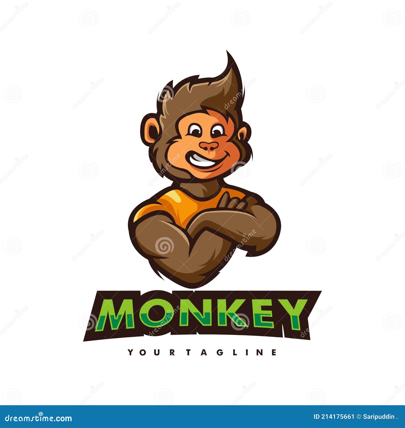 Estilo do logotipo de desenho animado do macaco mascote