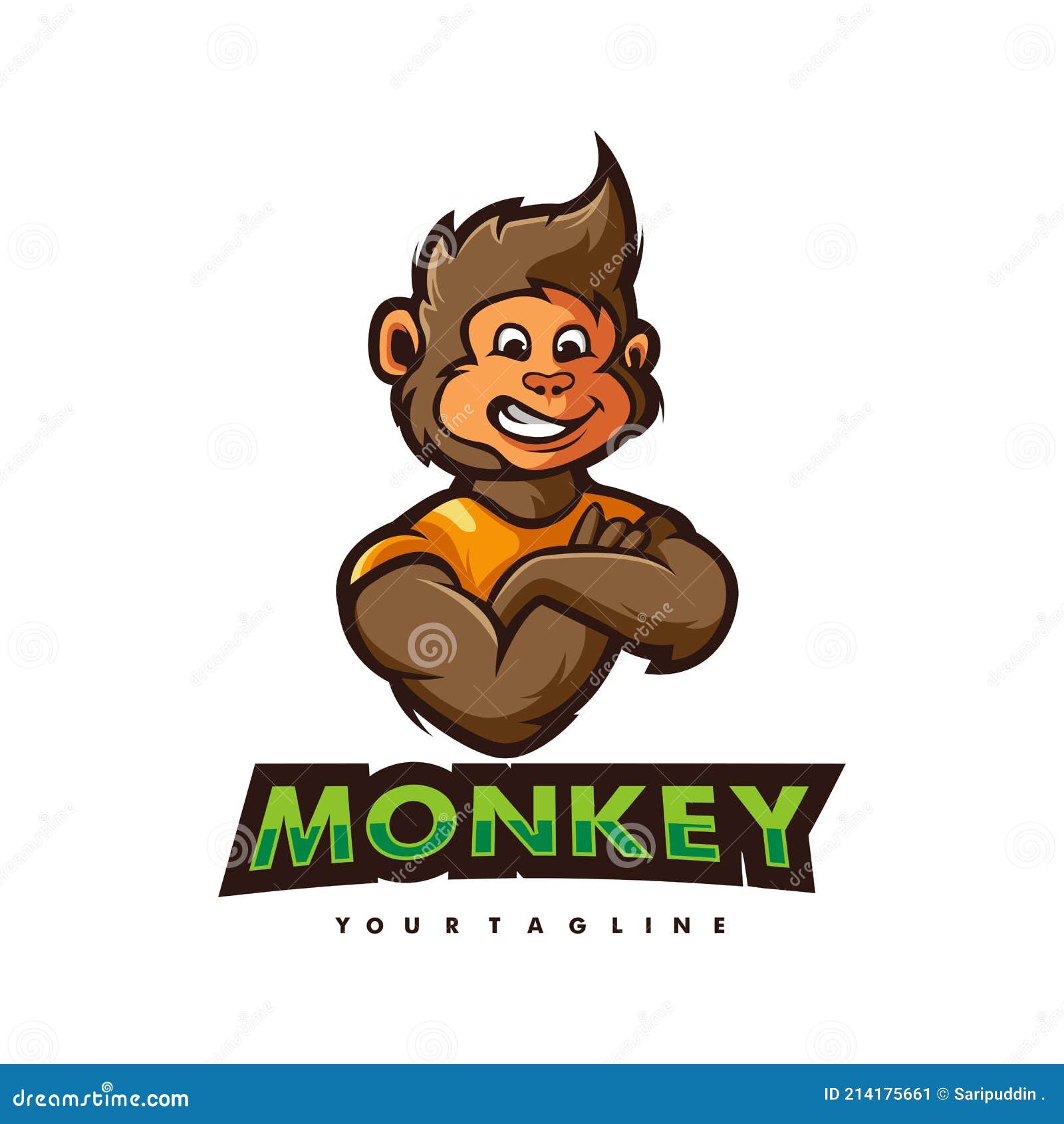 Ilustração do logotipo dos desenhos animados de mascote de macaco bonito