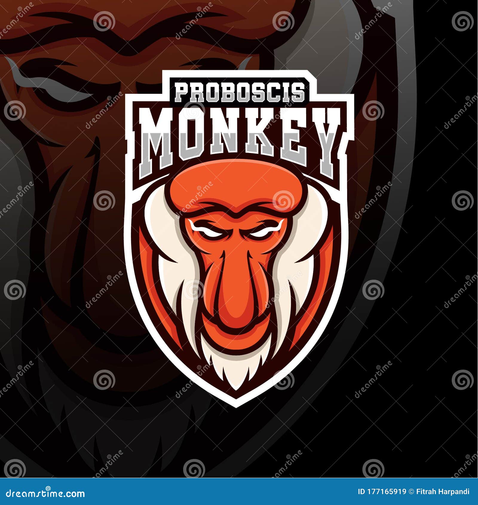 Ilustração em vetor logotipo moderno macaco esport de jogos