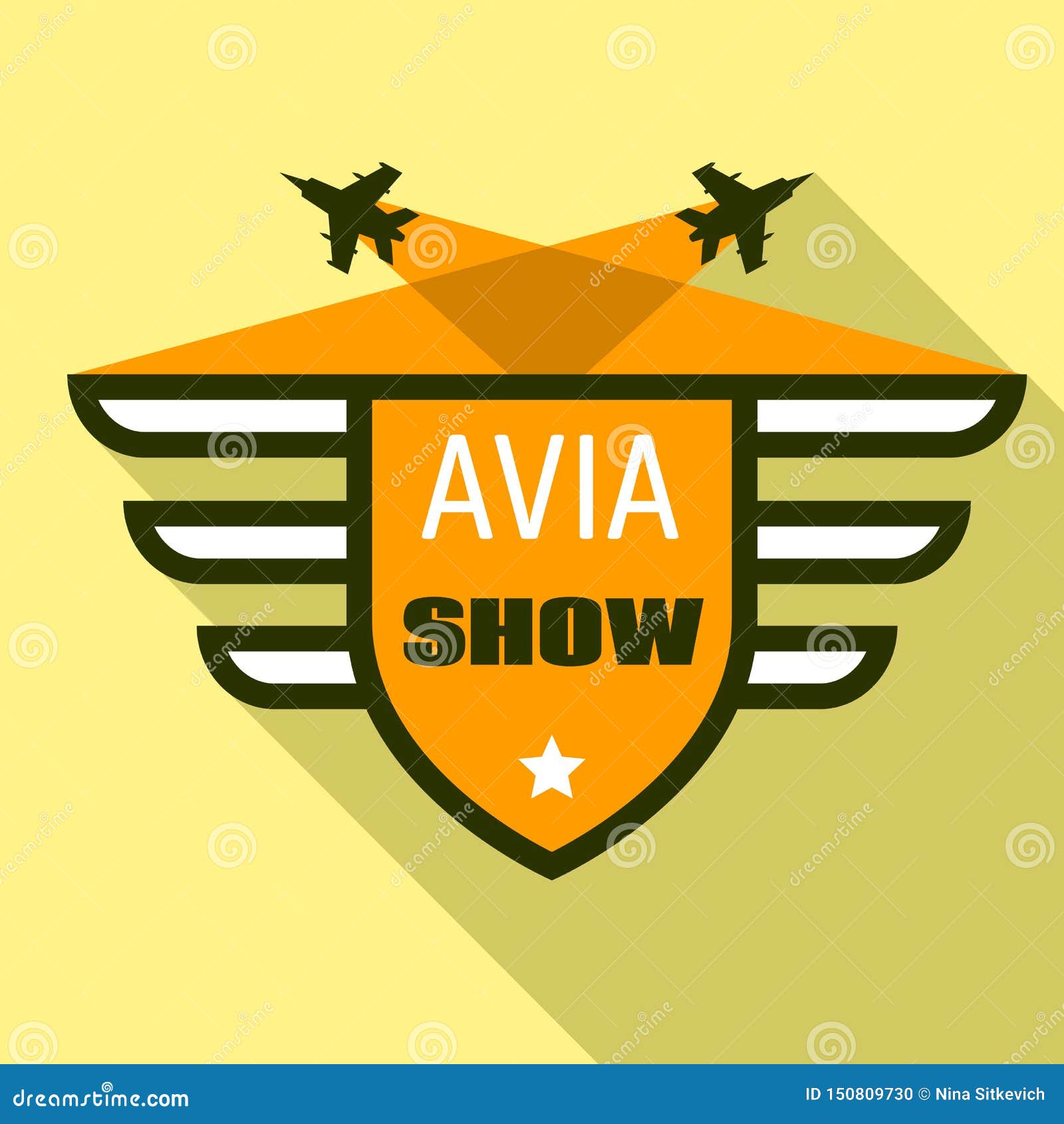 Logotipo de la demostración de Avia, estilo plano. Logotipo de la demostraci?n de Avia Ejemplo plano del logotipo del vector de la demostración del avia para el diseño web