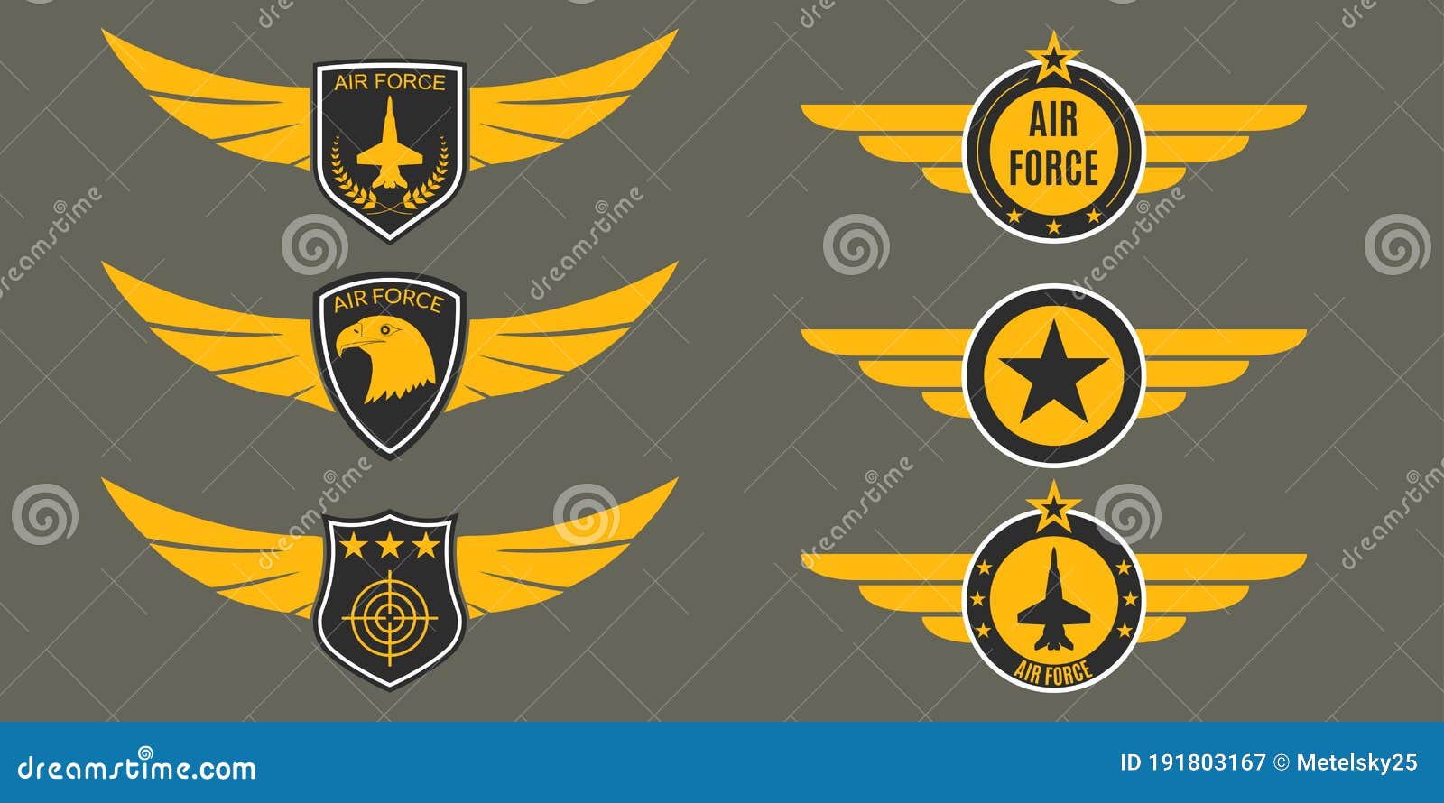 Parches militares conjunto de elementos de diseño de parche de emblema de  soldado del ejército, insignias de tropas e insignias de la fuerza aérea