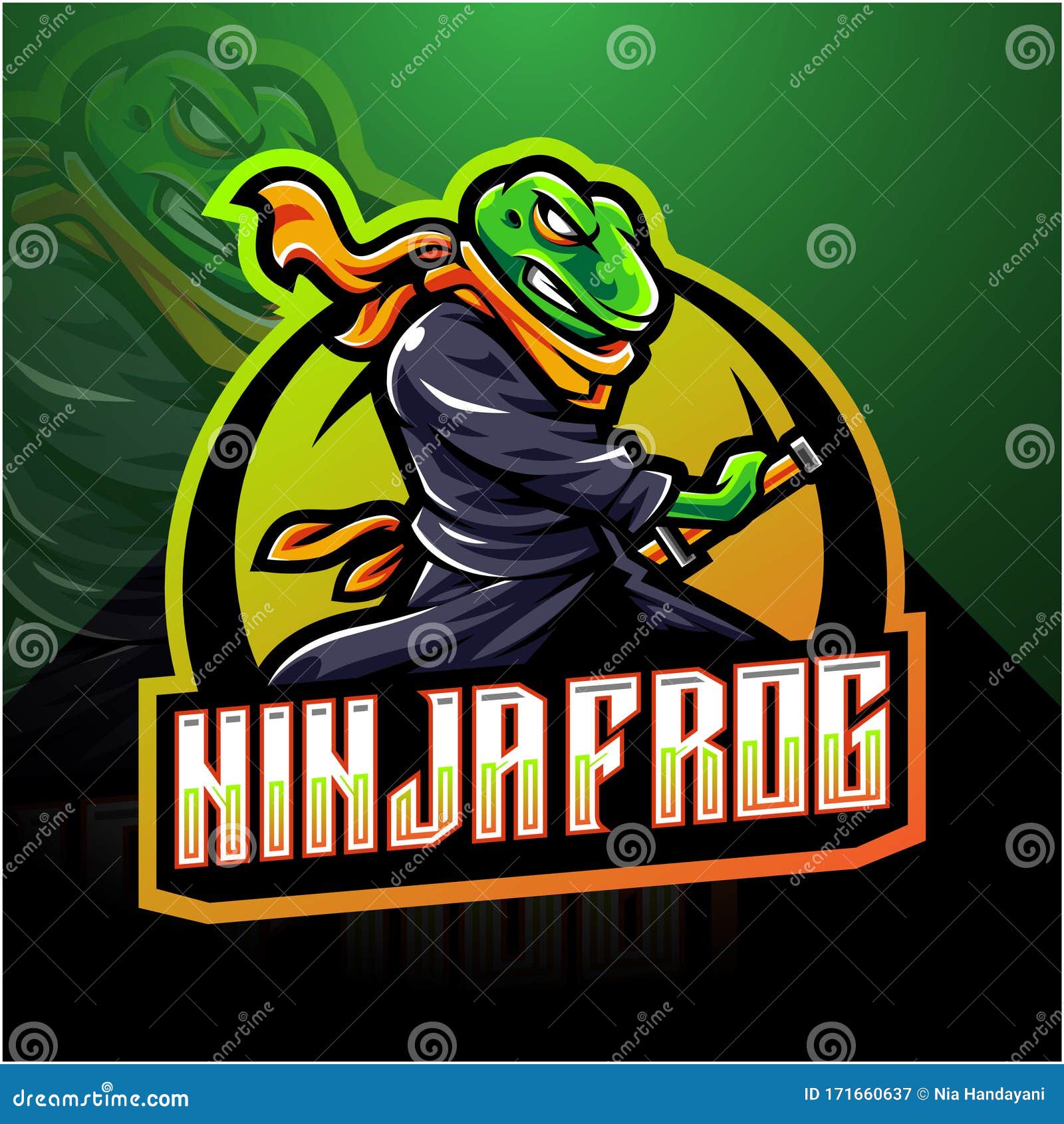 Gráfico de mascote ninja de corpo inteiro para web design