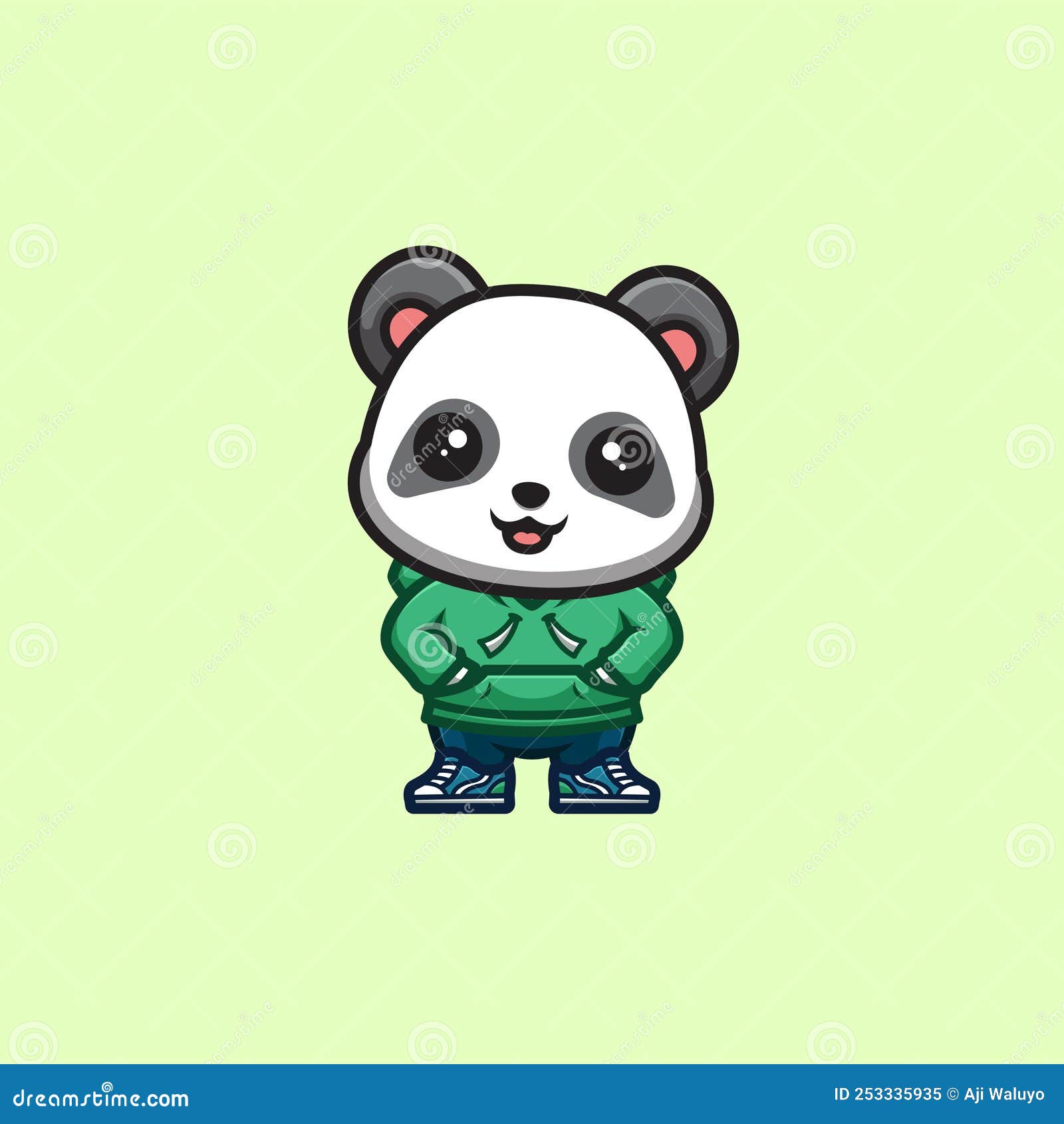 Panda Sentada No Logotipo Do Mascote De Desenho Animado Kawaii