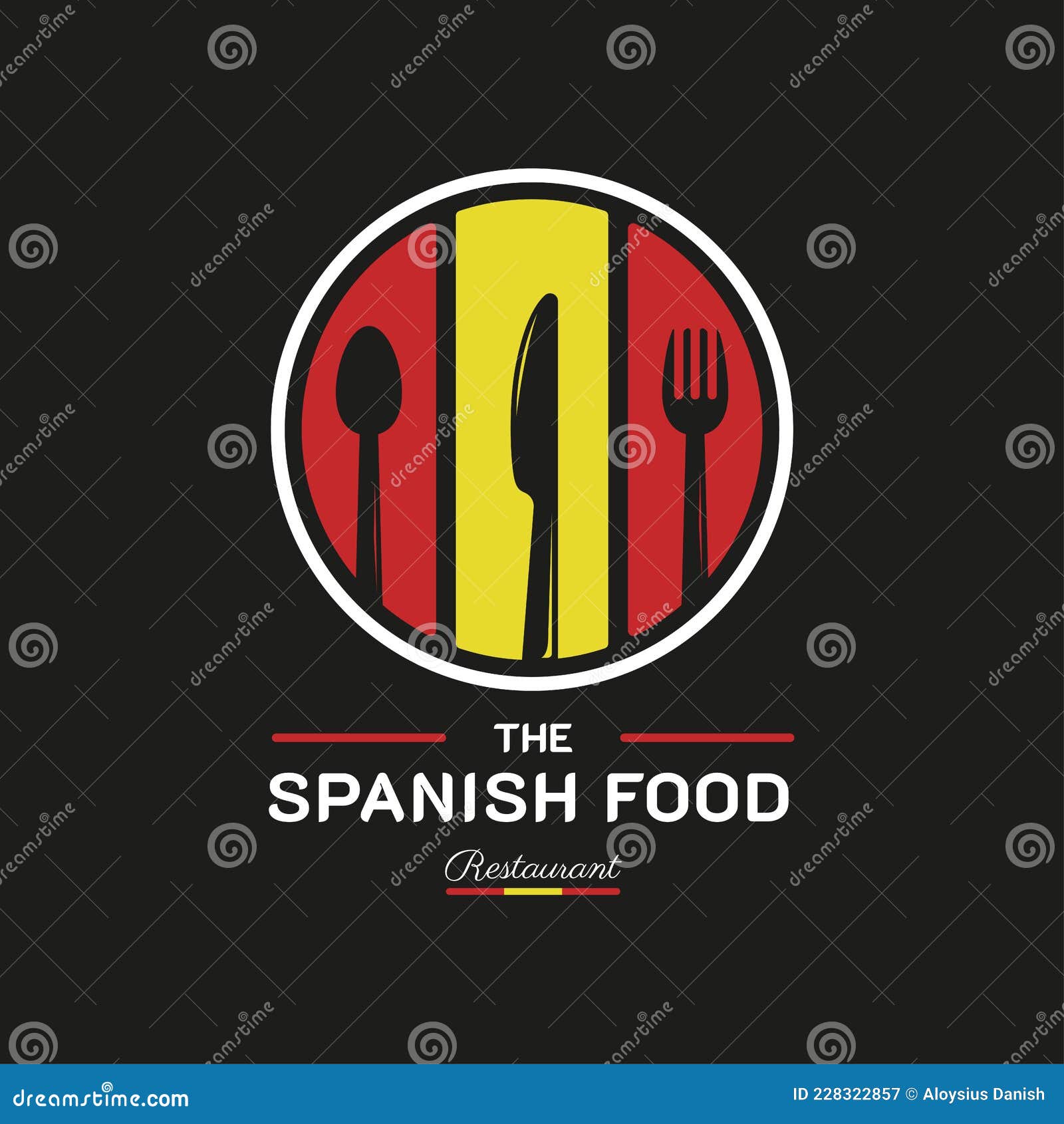 Logotipo Do Restaurante Alimentar Espanhol. Símbolo De Bandeira De