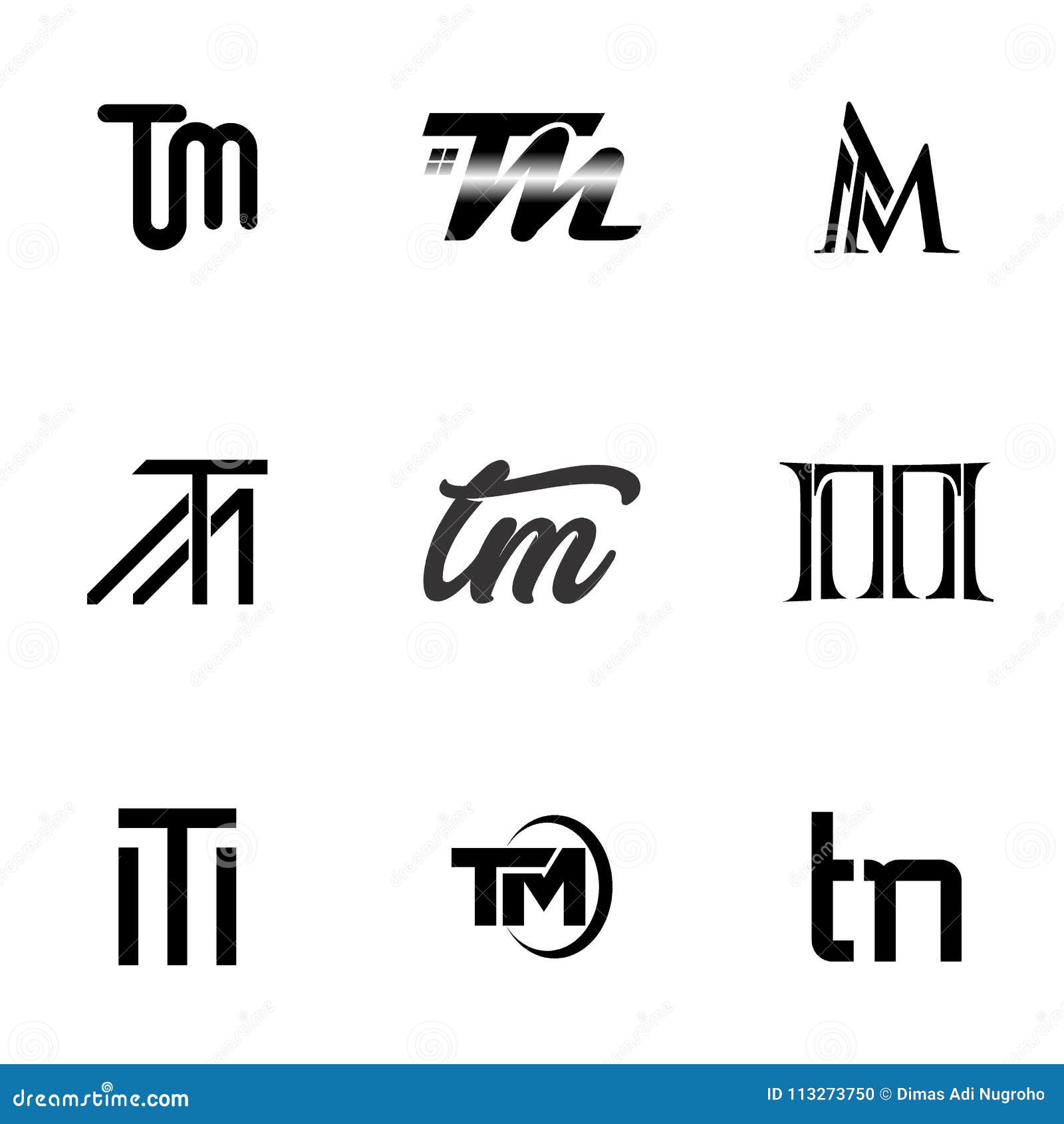 Logotipo do TM da letra ilustração do vetor. Ilustração de banco