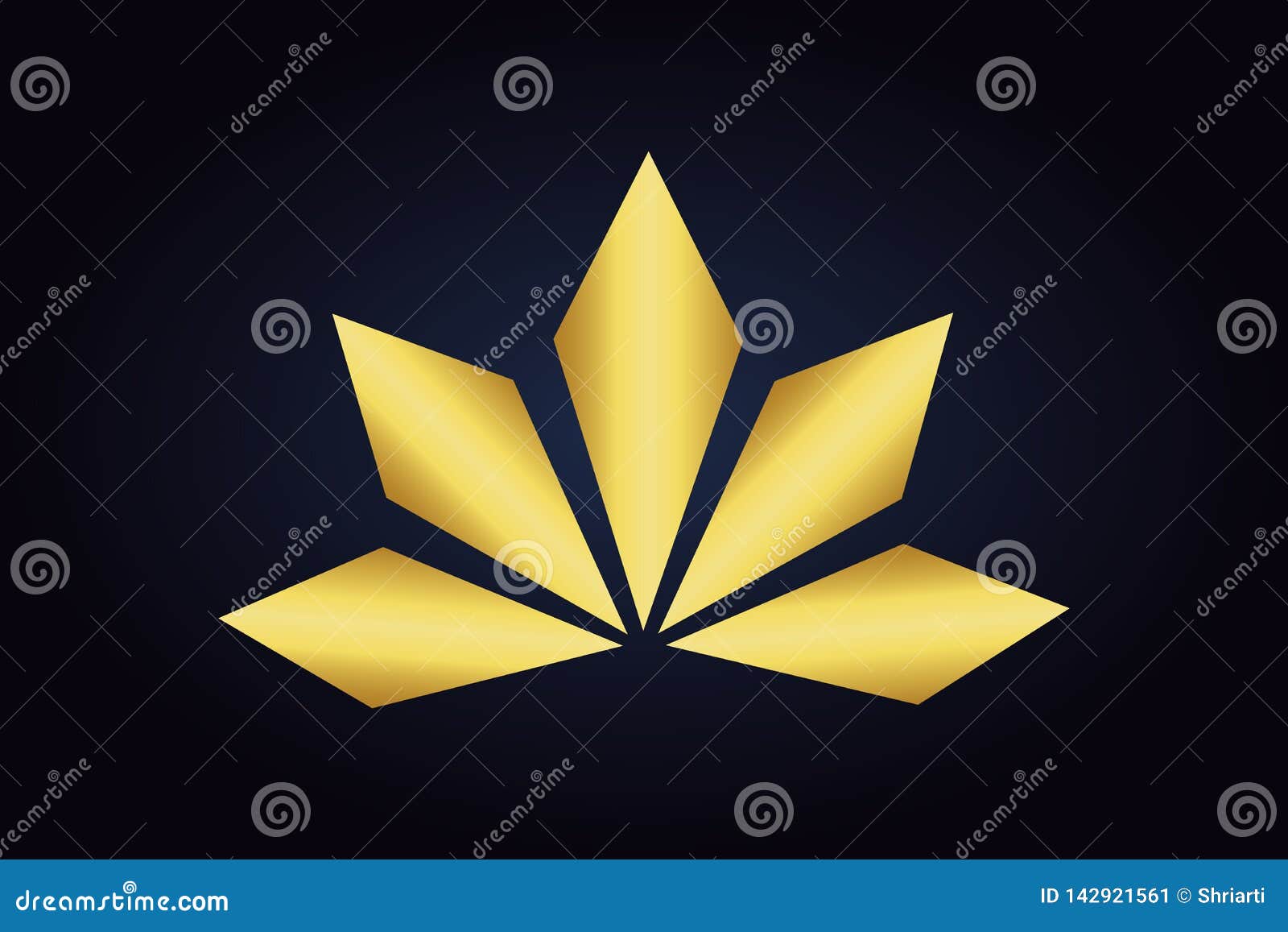 Logotipo dourado do vetor floral abstrato Logotipo dourado de Minimalistic Flor abstrata com cinco p?talas