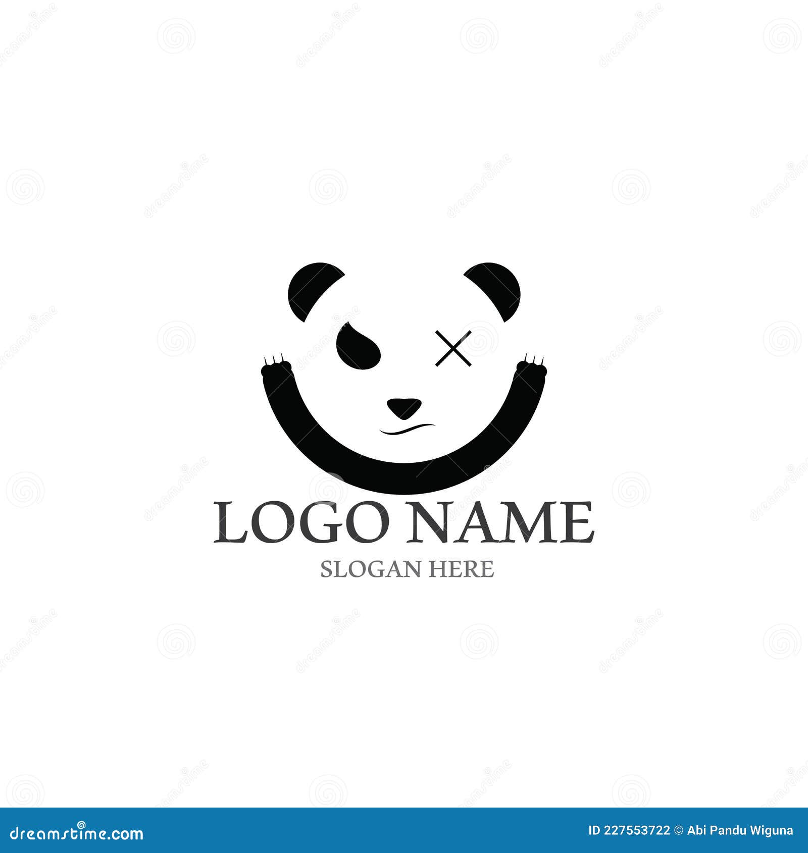 Logotipo do ícone do vetor de desenho de rosto de panda bonito isolado em  branco