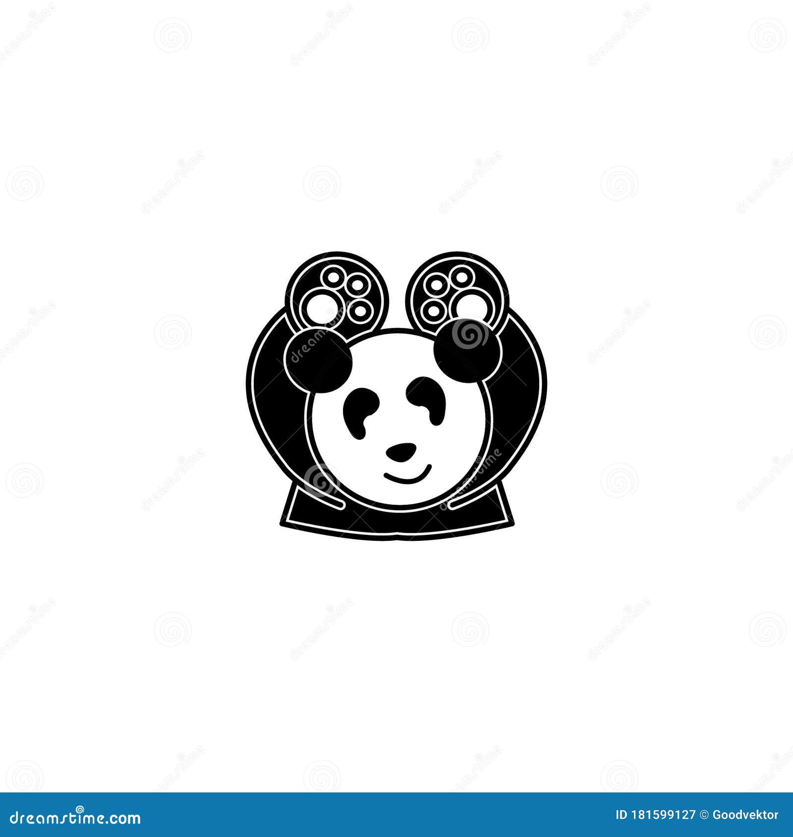 Cara de urso panda bonito. olhar amoroso. personagem de desenho