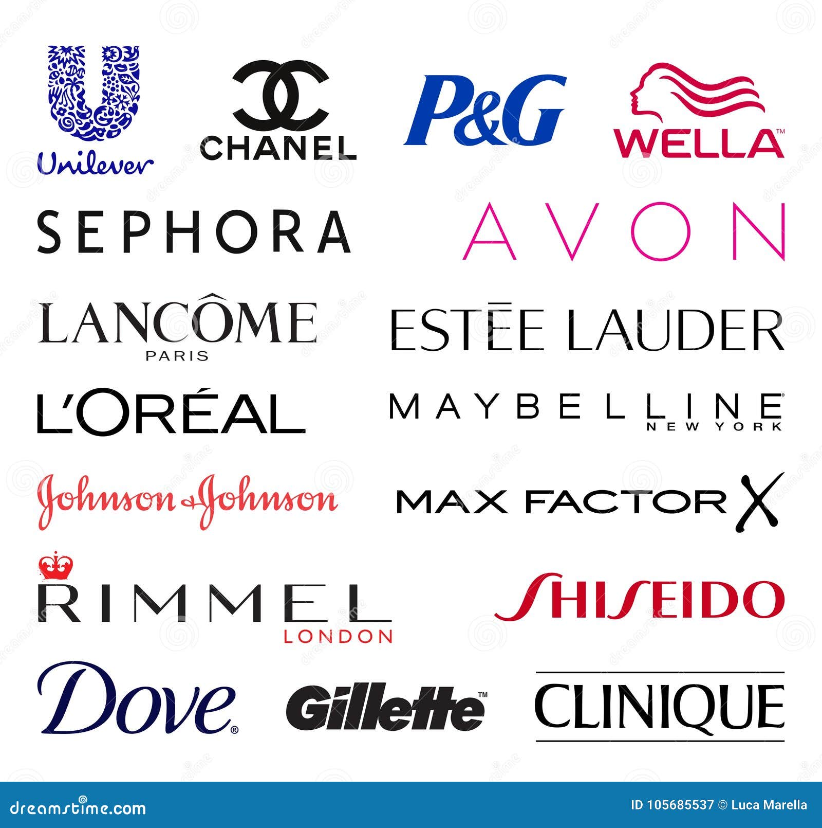 Logotipos Das Empresas Dos Cosméticos Fotografia Editorial Ilustração