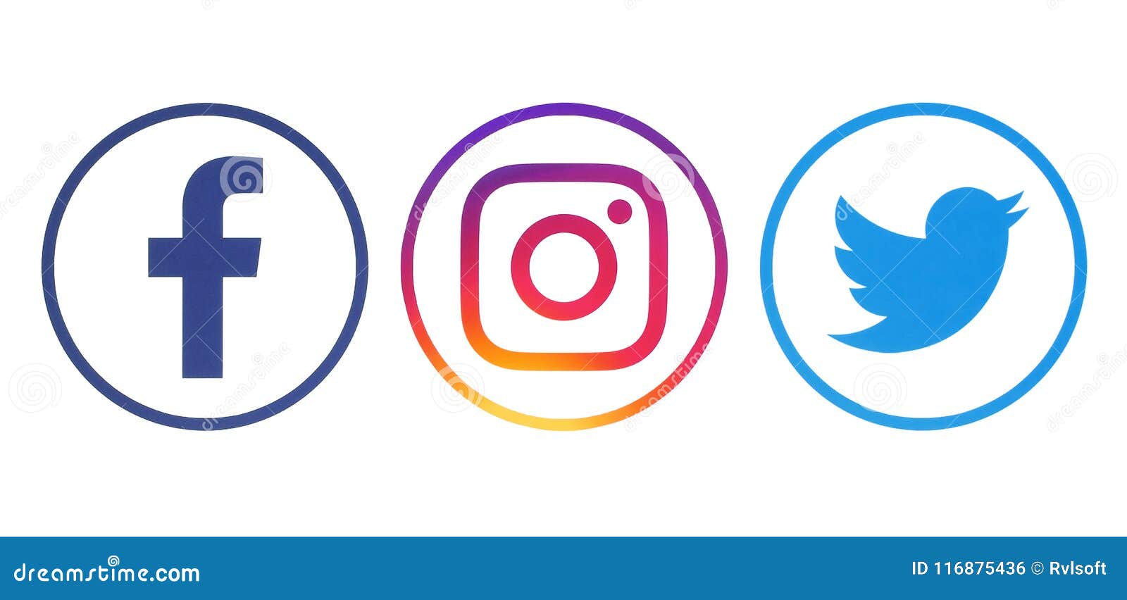 Logotipos De Facebook, De Twitter Y De Instagram Foto editorial