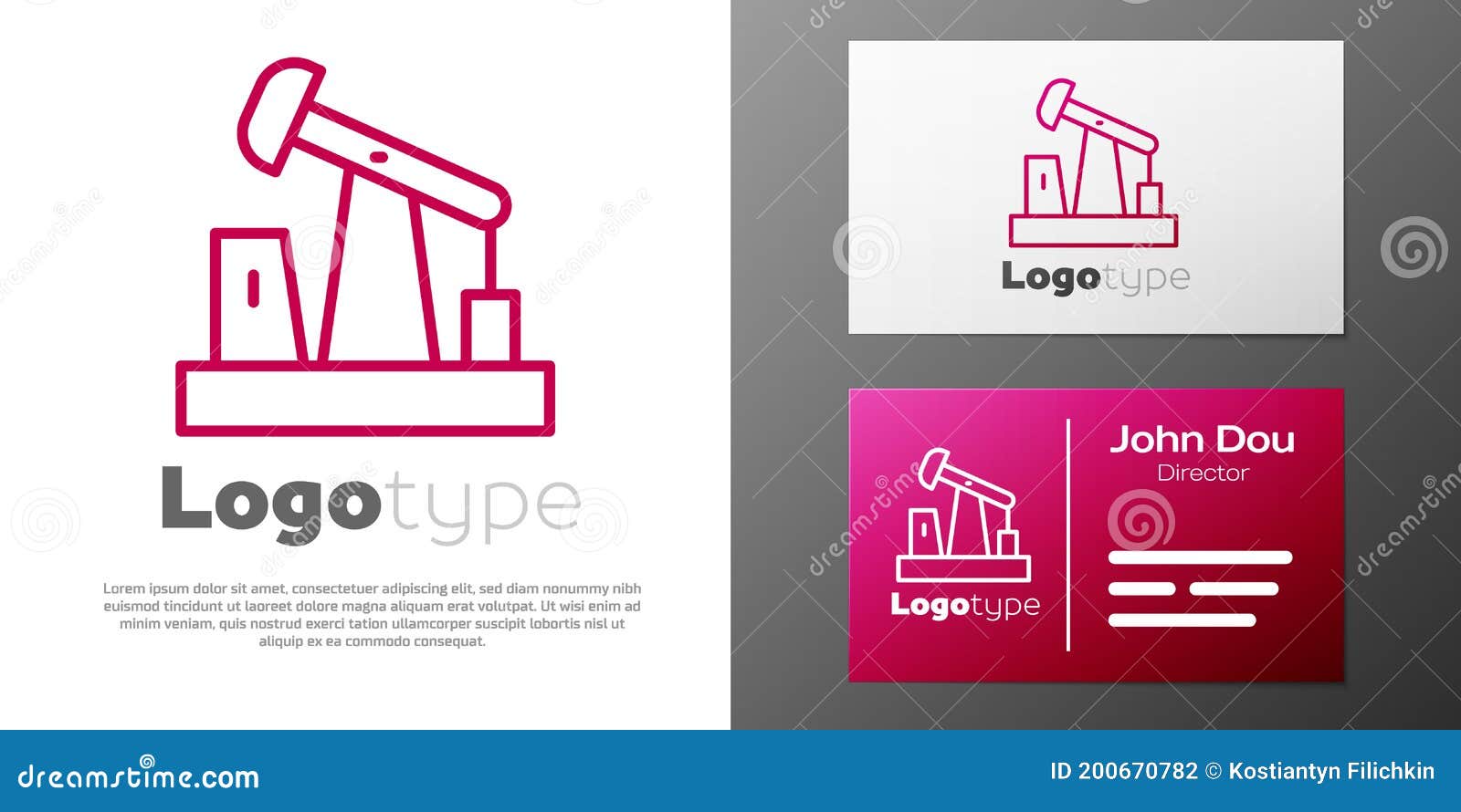 logotype line oil pump or pump jack icon  on white background. oil rig. logo  template . 
