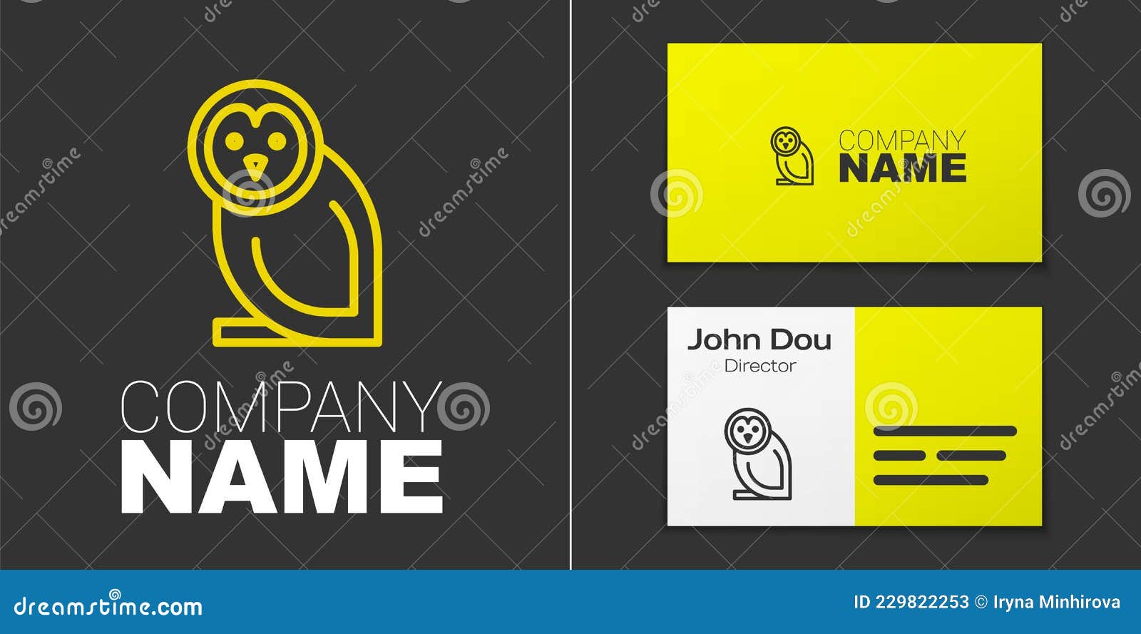 logotype line owl bird icon  on grey background. animal . logo  template . 