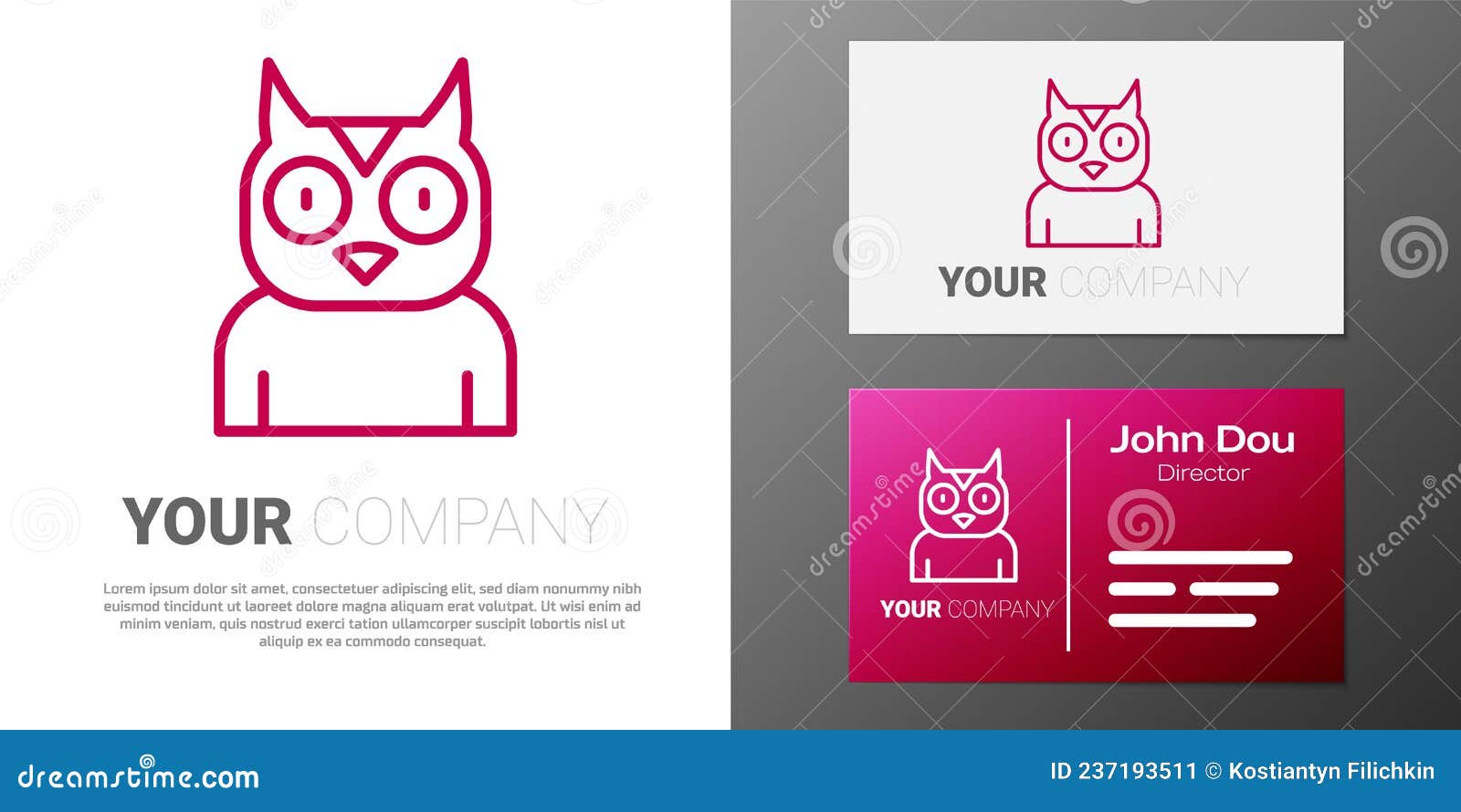 logotype line owl bird icon  on white background. animal . logo  template . 