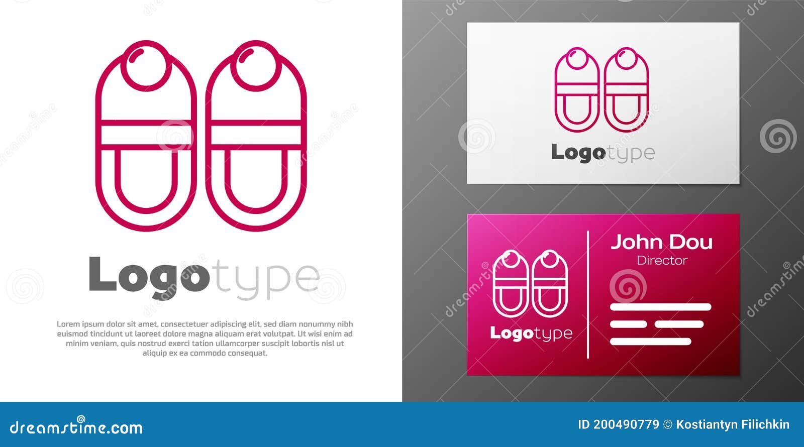 Logotype Line Slippers Icon Isolated on White Background. Flip Flops ...