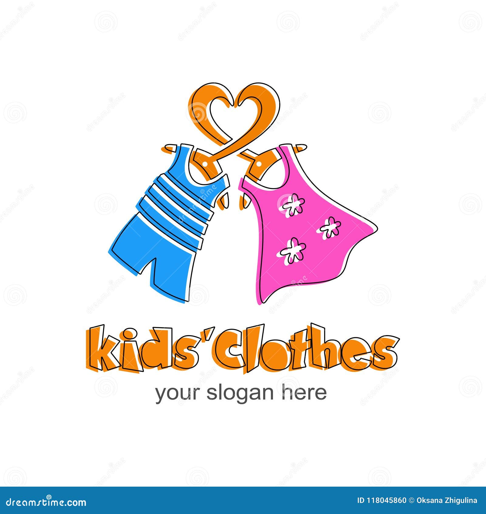 Kids Clothes Logo. Sign for Children`s Shop. Stock Illustration ...