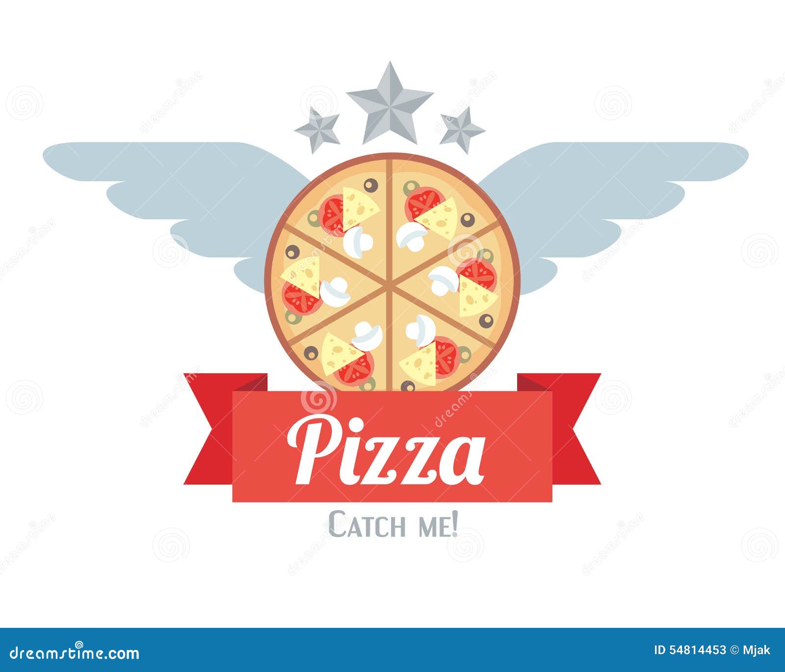 Logotype of Pizza with Wings Stock Vector Illustration of simple