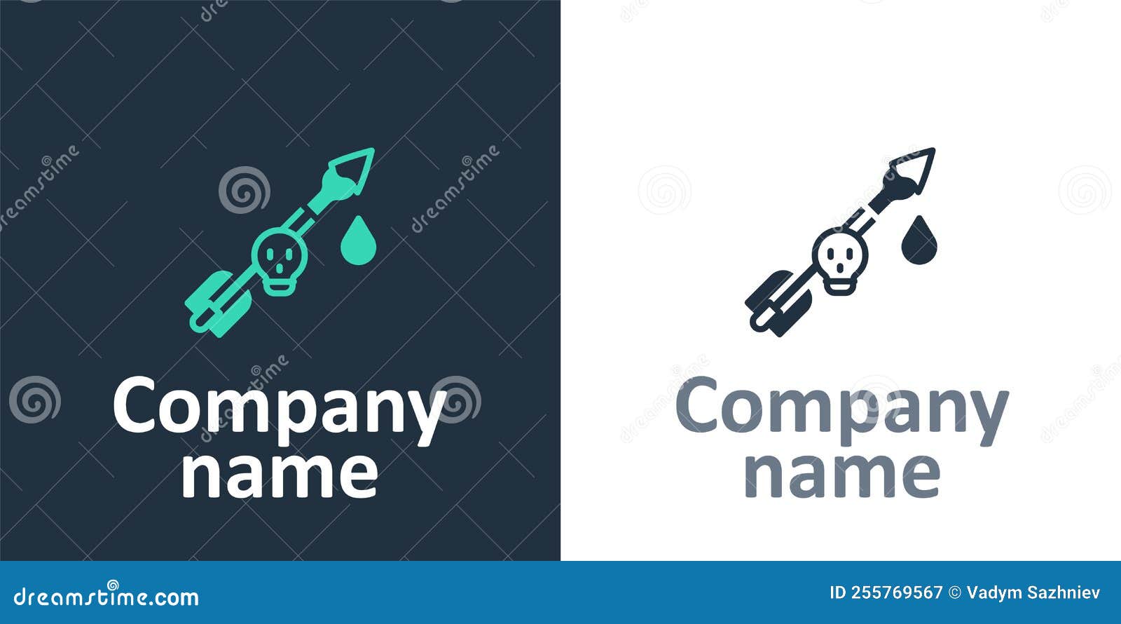 logotype poison on the arrow icon  on white background. poisoned arrow. logo  template . 