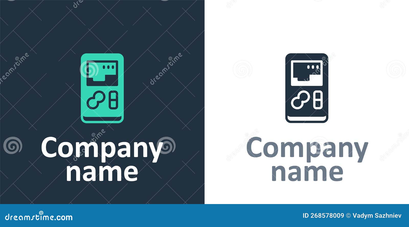 logotype portable video game console icon  on white background. handheld console gaming. logo  template