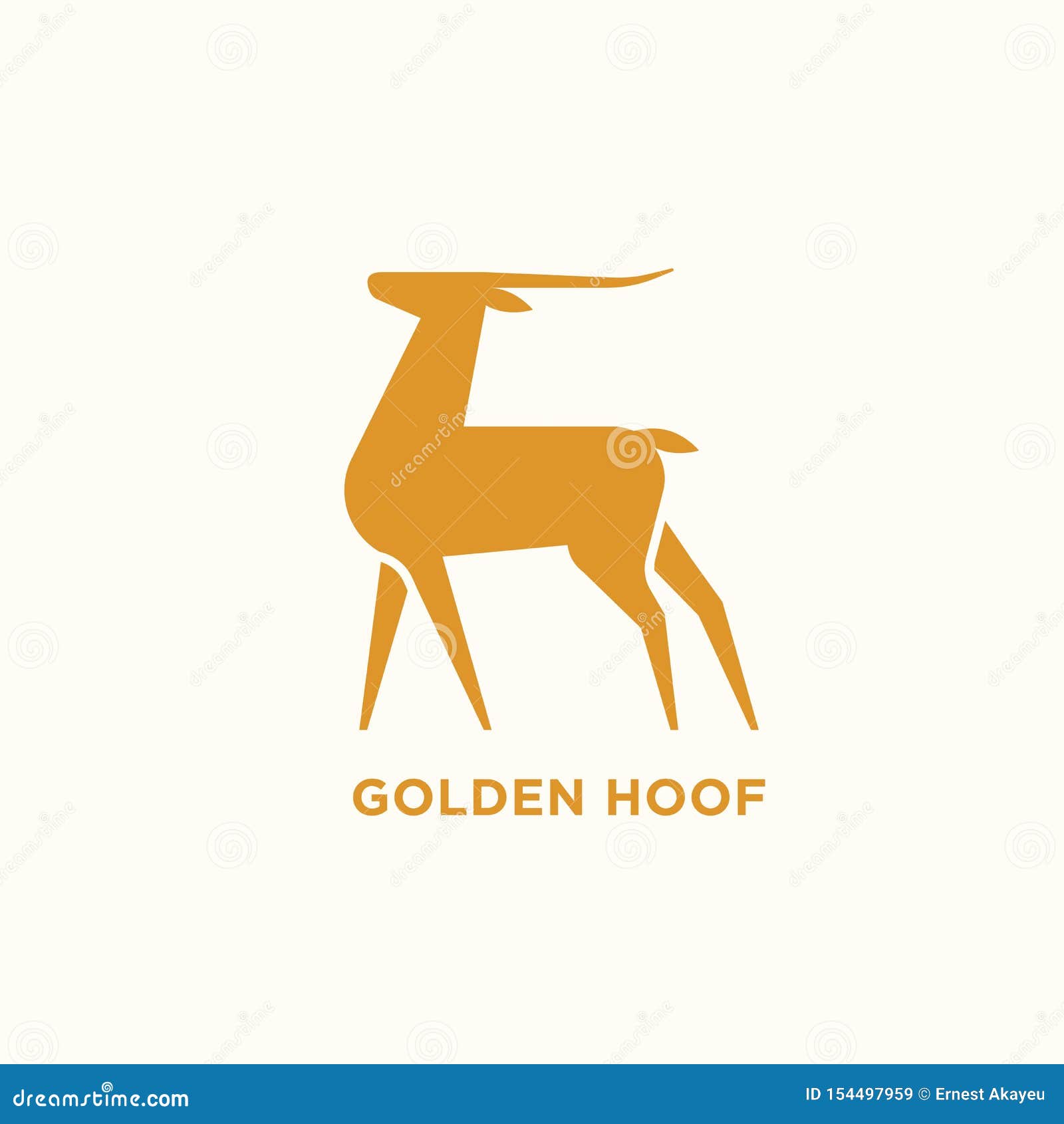 logotype with silhouette of antelope or gazelle. logo with elegant wild herbivorous animal.    on