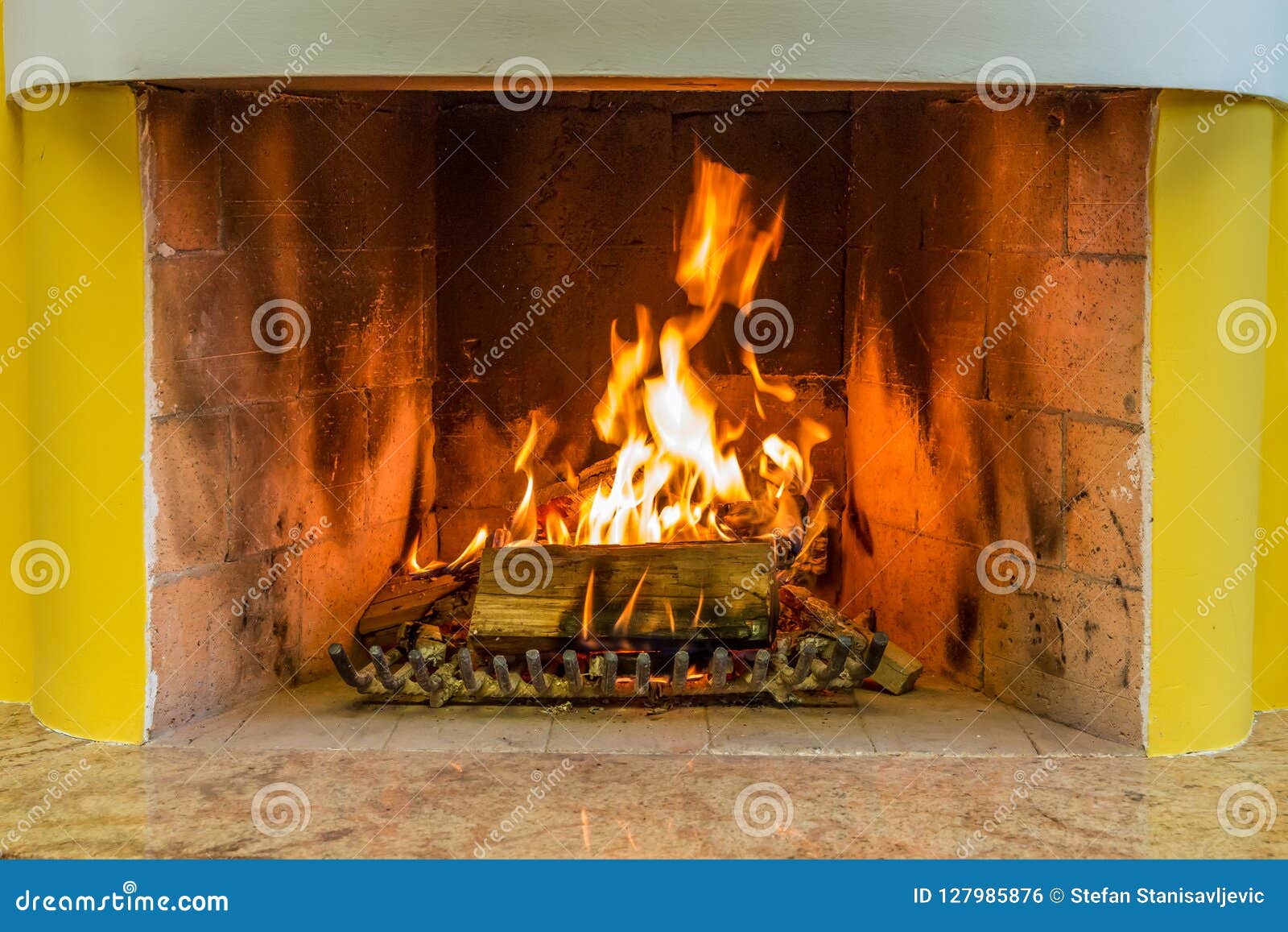Logs Burning in a Fireplace Stock Photo Image of cozy, burn 127985876