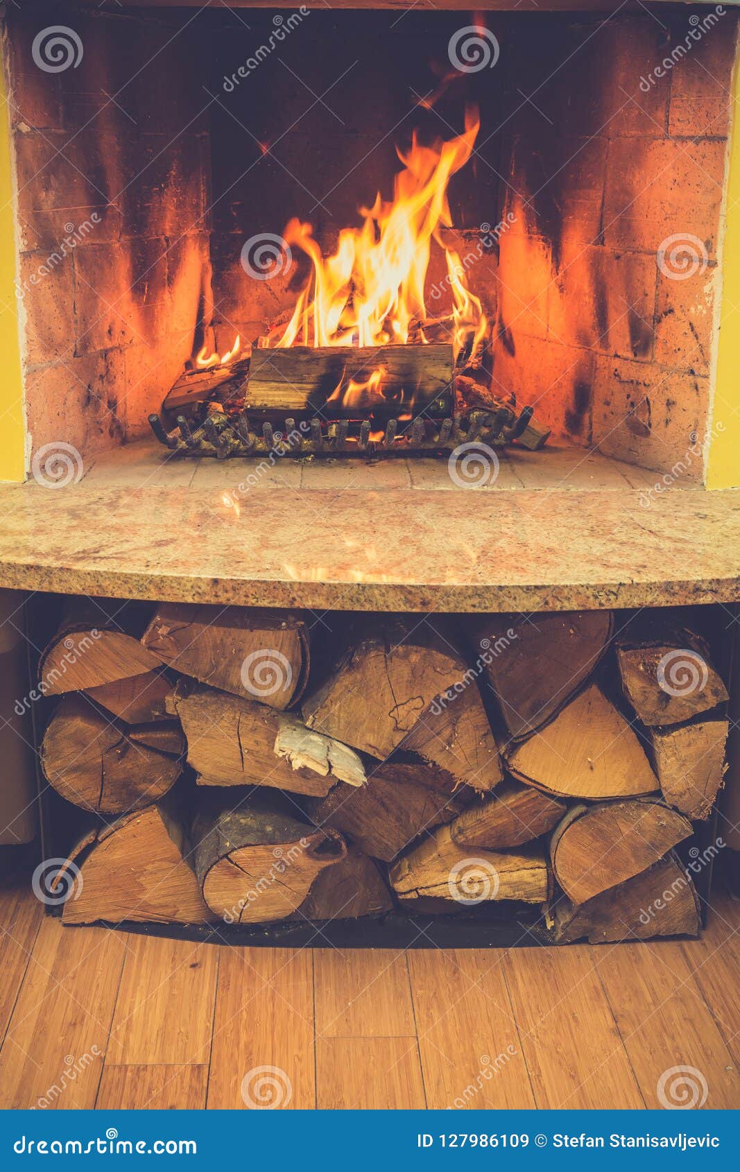 Logs Burning in a Fireplace Stock Image Image of glowing, holiday 127986109